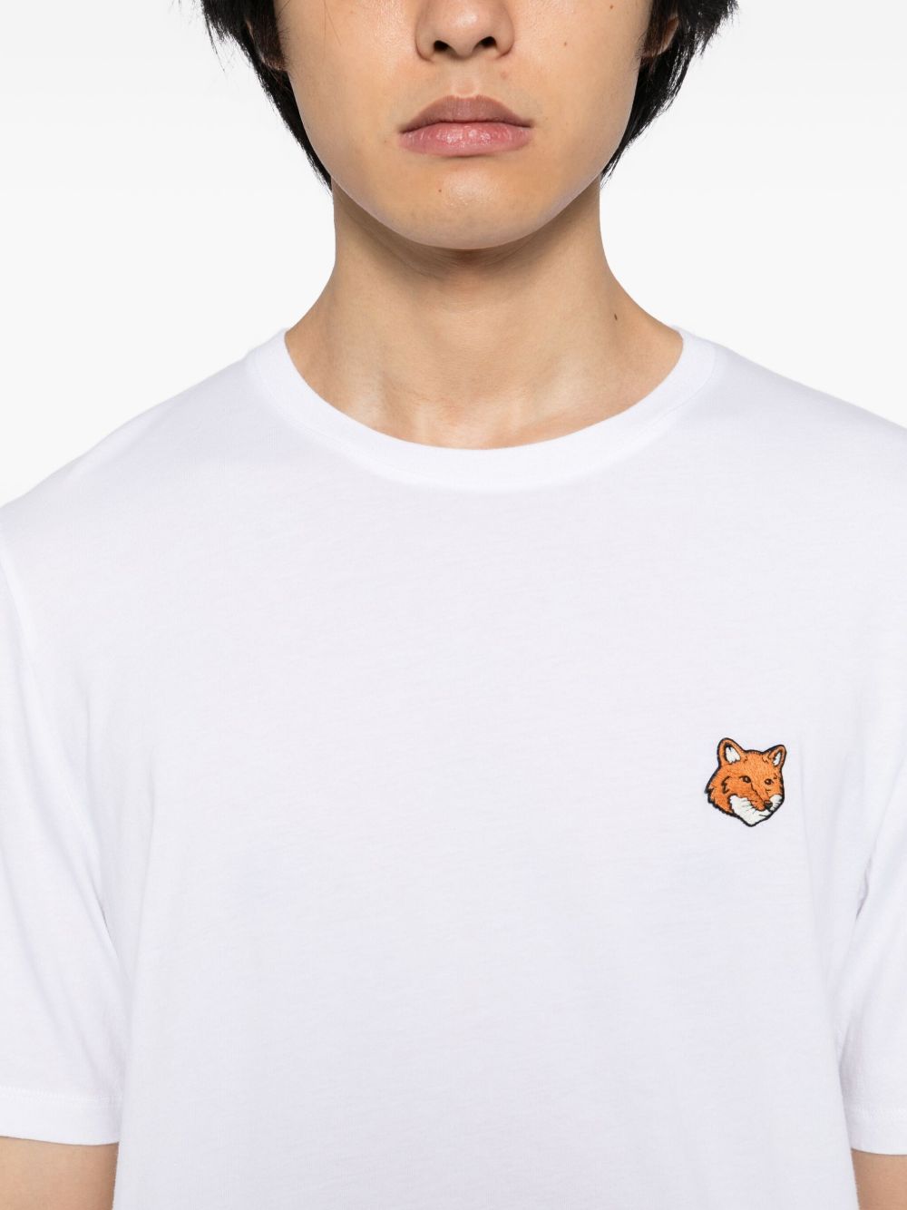Maison Kitsuné Fox Head T-shirt wit, gedragen op model