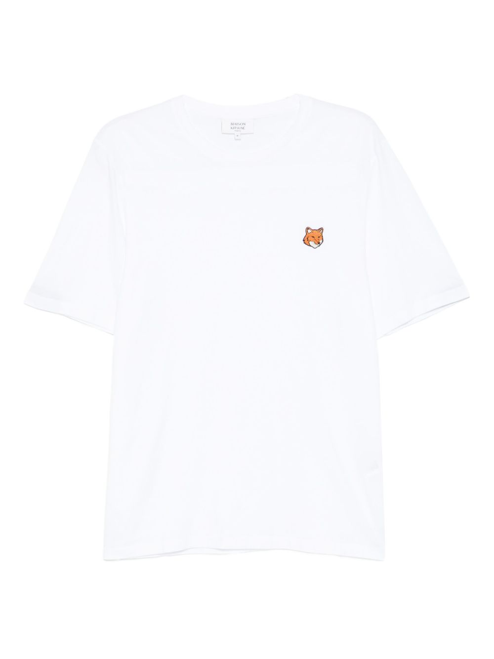 Maison Kitsuné Fox Head T-shirt wit, vooraanzicht met geborduurd vossenlogo