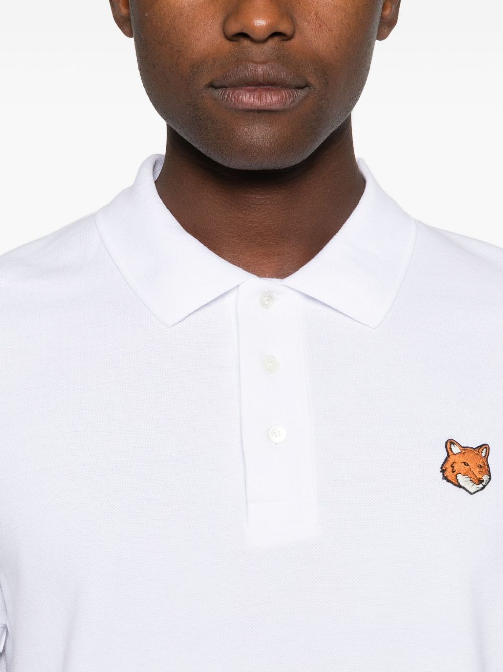 Maison Kitsuné Fox Head Poloshirt Wit Topwear Maison Kitsuné