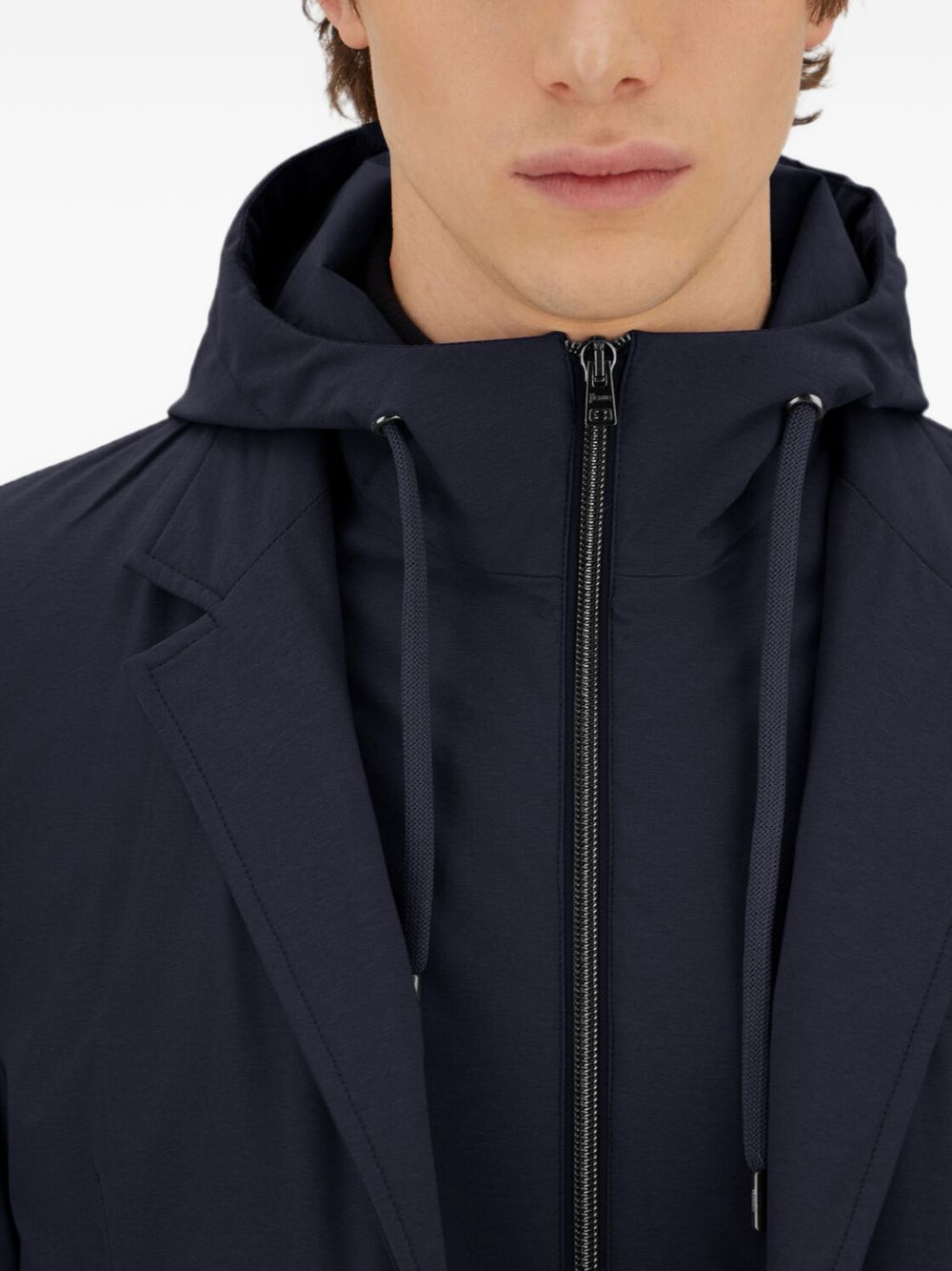 Herno Resort Blazer marineblauw, detail revers en knoopsluiting