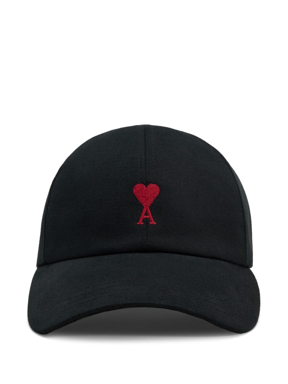 Ami Paris Ami de Coeur cap zwart, vooraanzicht met rode borduring