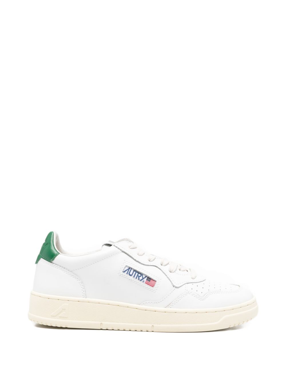 Autry Medalist Low sneakers wit-groen, zijaanzicht met groen hielstuk