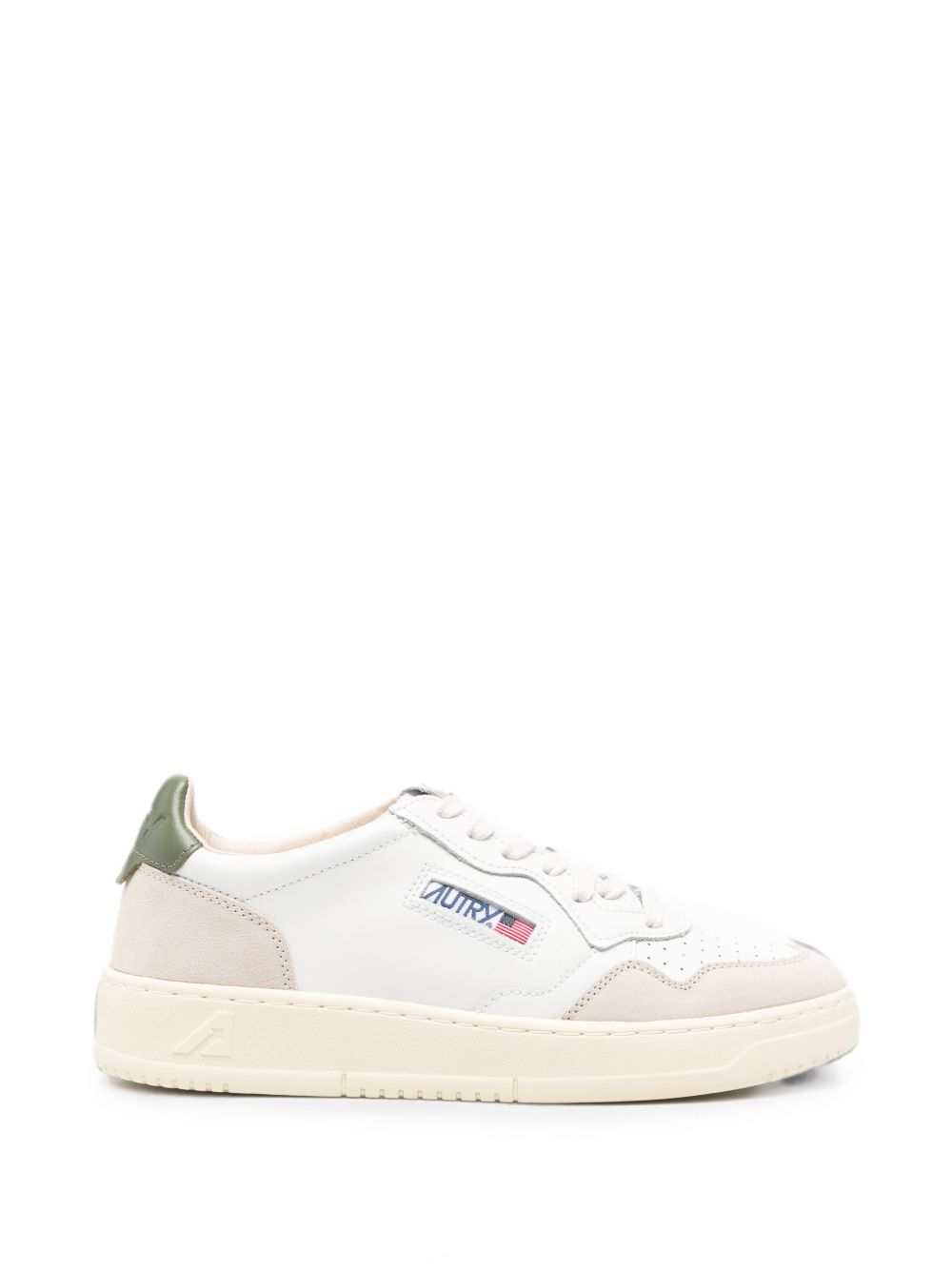 Autry Medalist Low sneakers wit-groen, zijaanzicht met logopatch