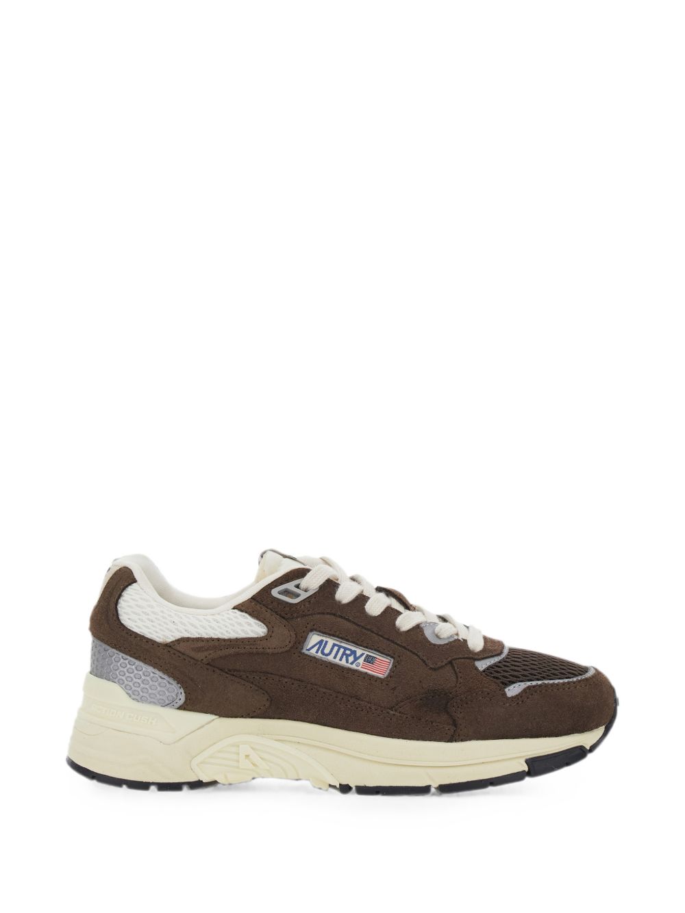 AUTRY Hyperway Low sneakers bruin, zijaanzicht met vlagdetail