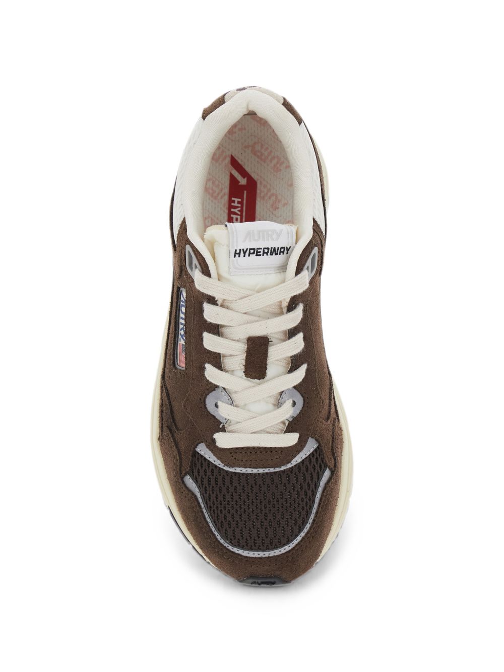 AUTRY Hyperway Low sneakers bruin, bovenaanzicht veters en tong