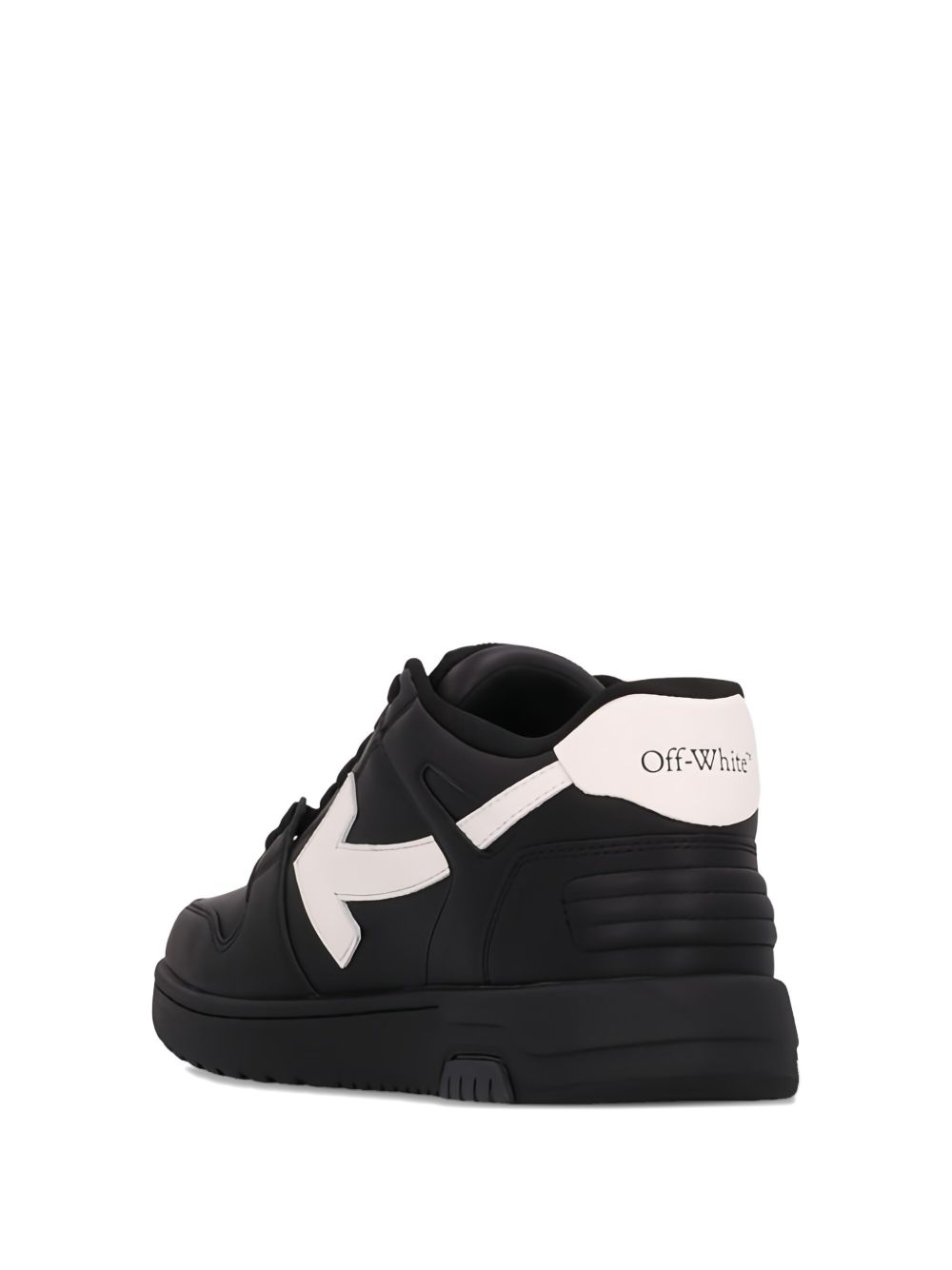 Off-White Out Of Office sneaker in zwart kalfsleer, bovenaanzicht