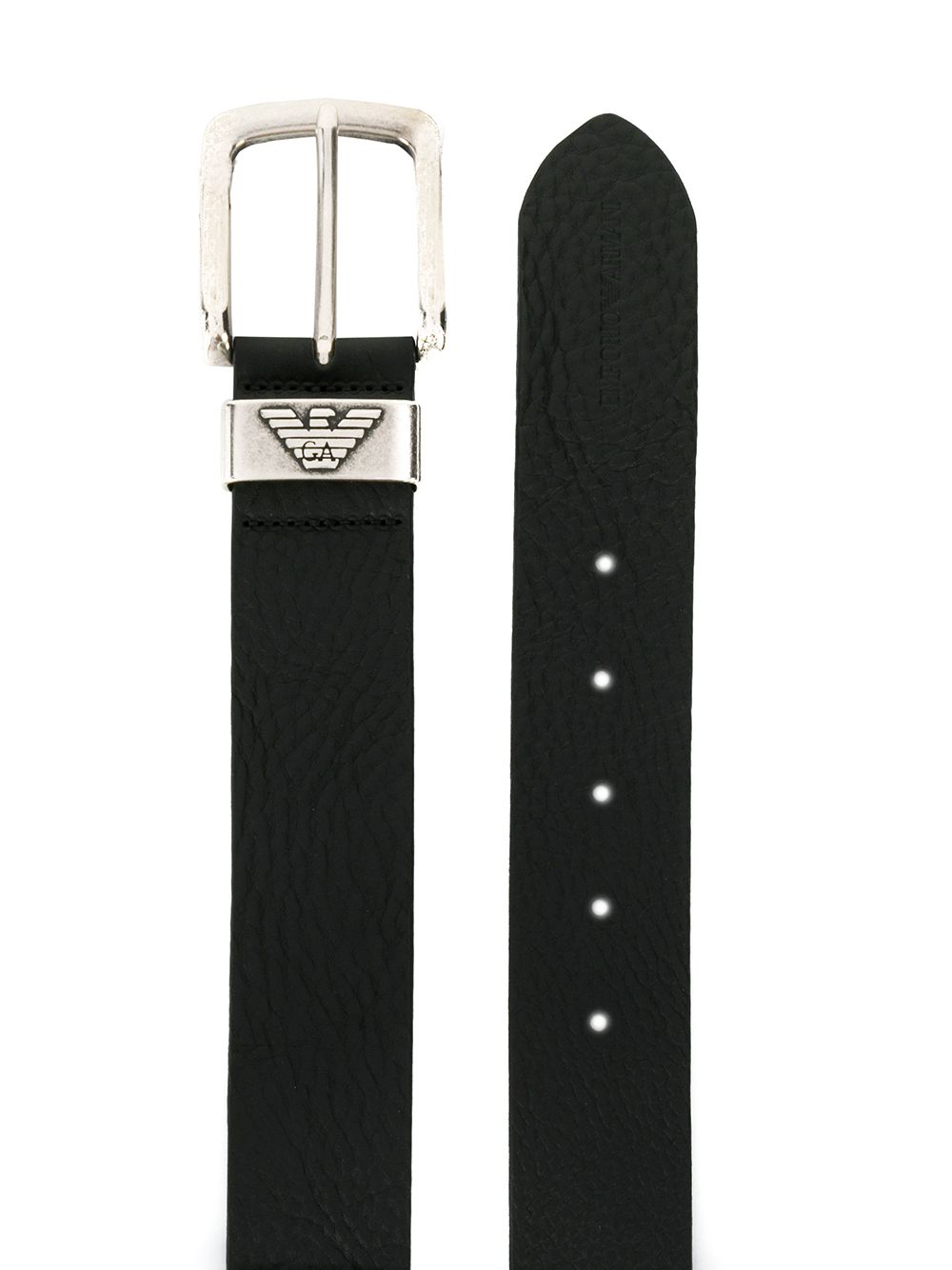 Emporio Armani leren riem zwart, detail gestanste afwerking