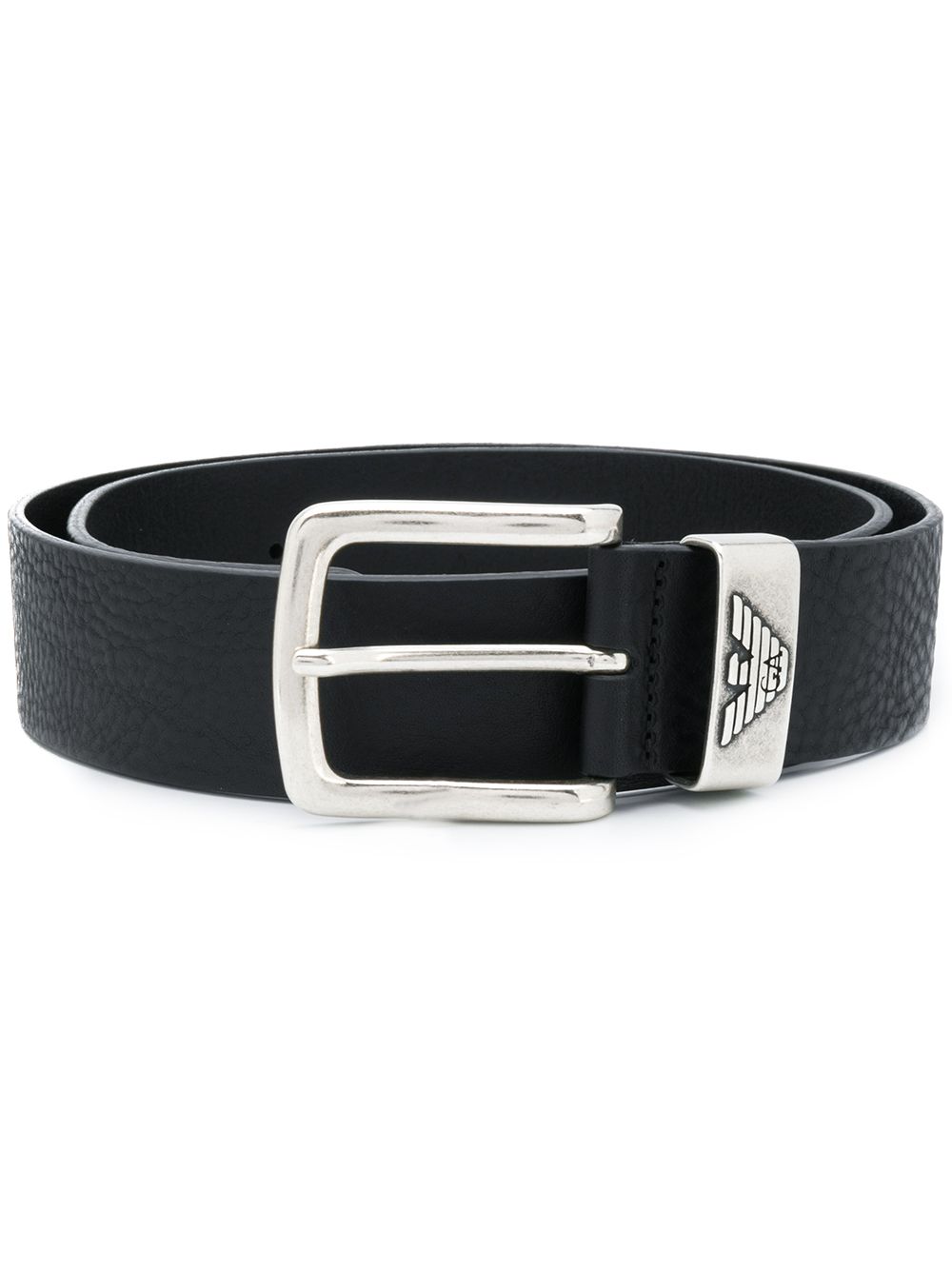 Emporio Armani leren riem zwart, vooraanzicht met gesp