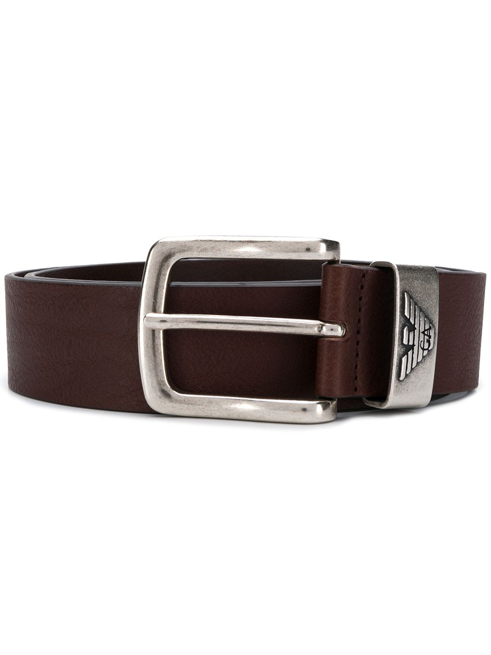 Emporio Armani leren riem bruin, vooraanzicht met gesp