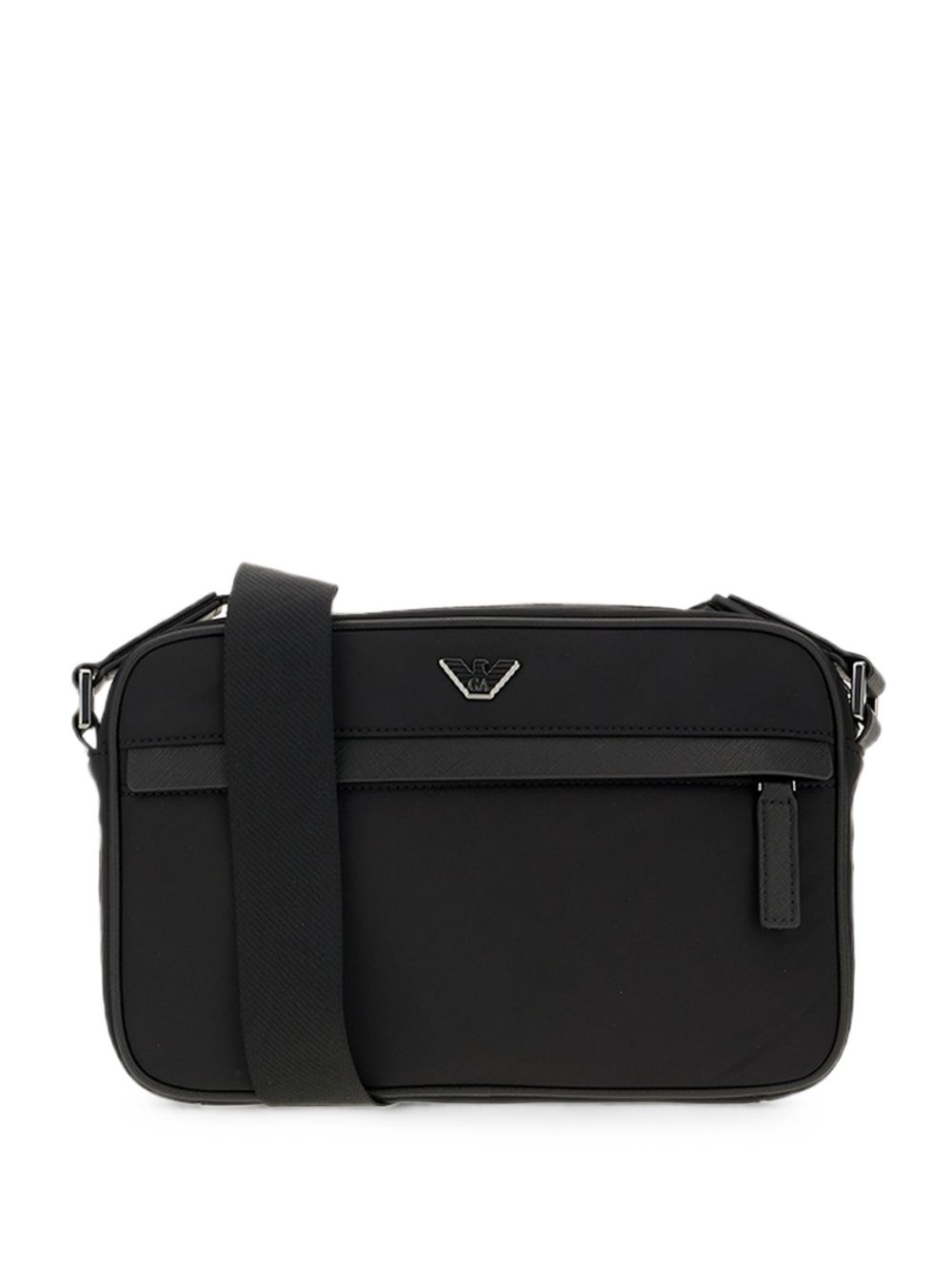 Emporio Armani crossbody tas zwart, vooraanzicht met eagle-logoplaatje