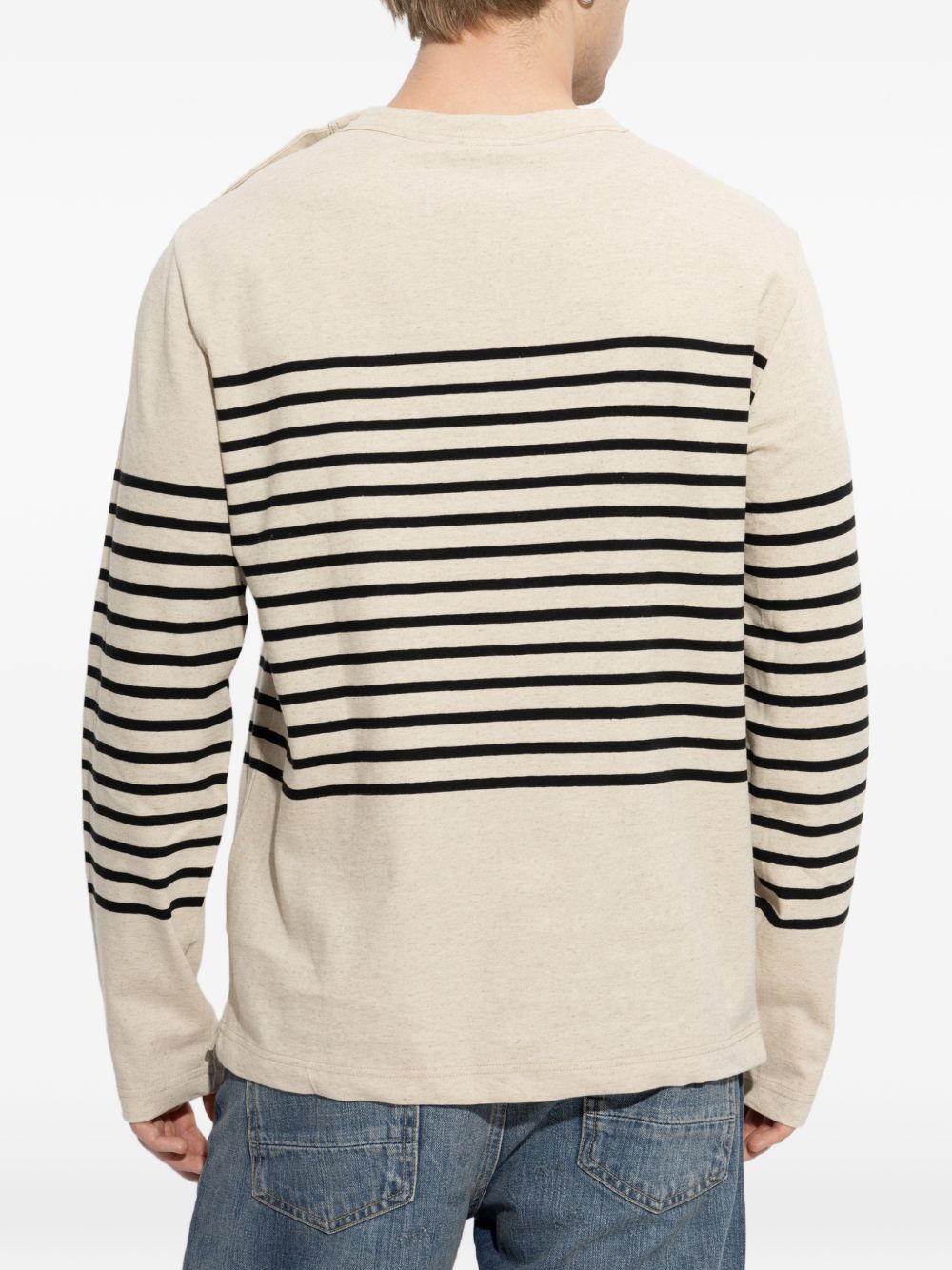 Emporio Armani gestreepte trui wit/zwart, detail streeppatroon