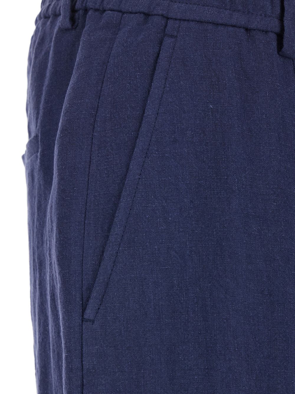 Emporio Armani linnen pantalon marineblauw, zijaanzicht