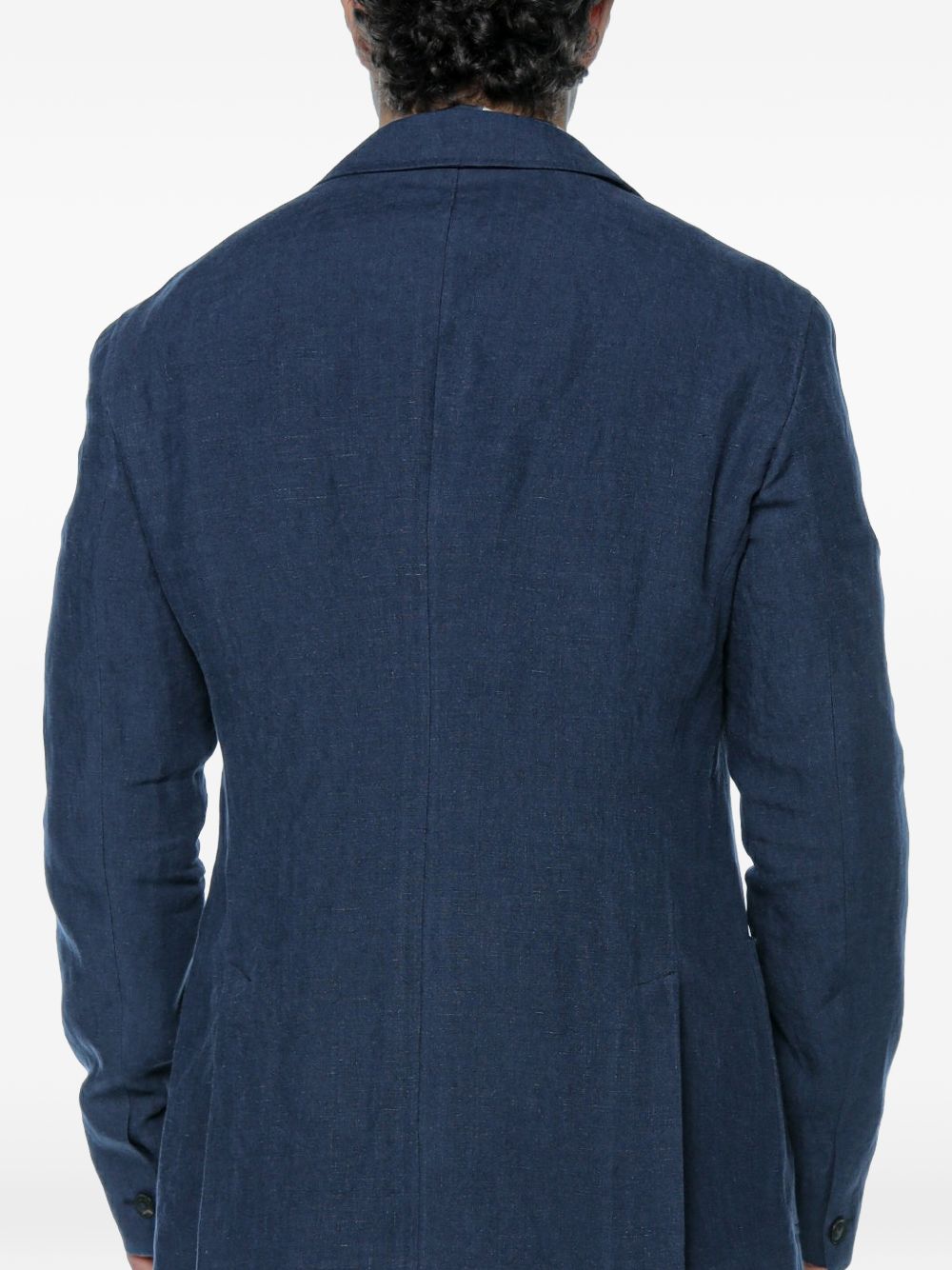 Emporio Armani linnen blazer marineblauw, achteraanzicht