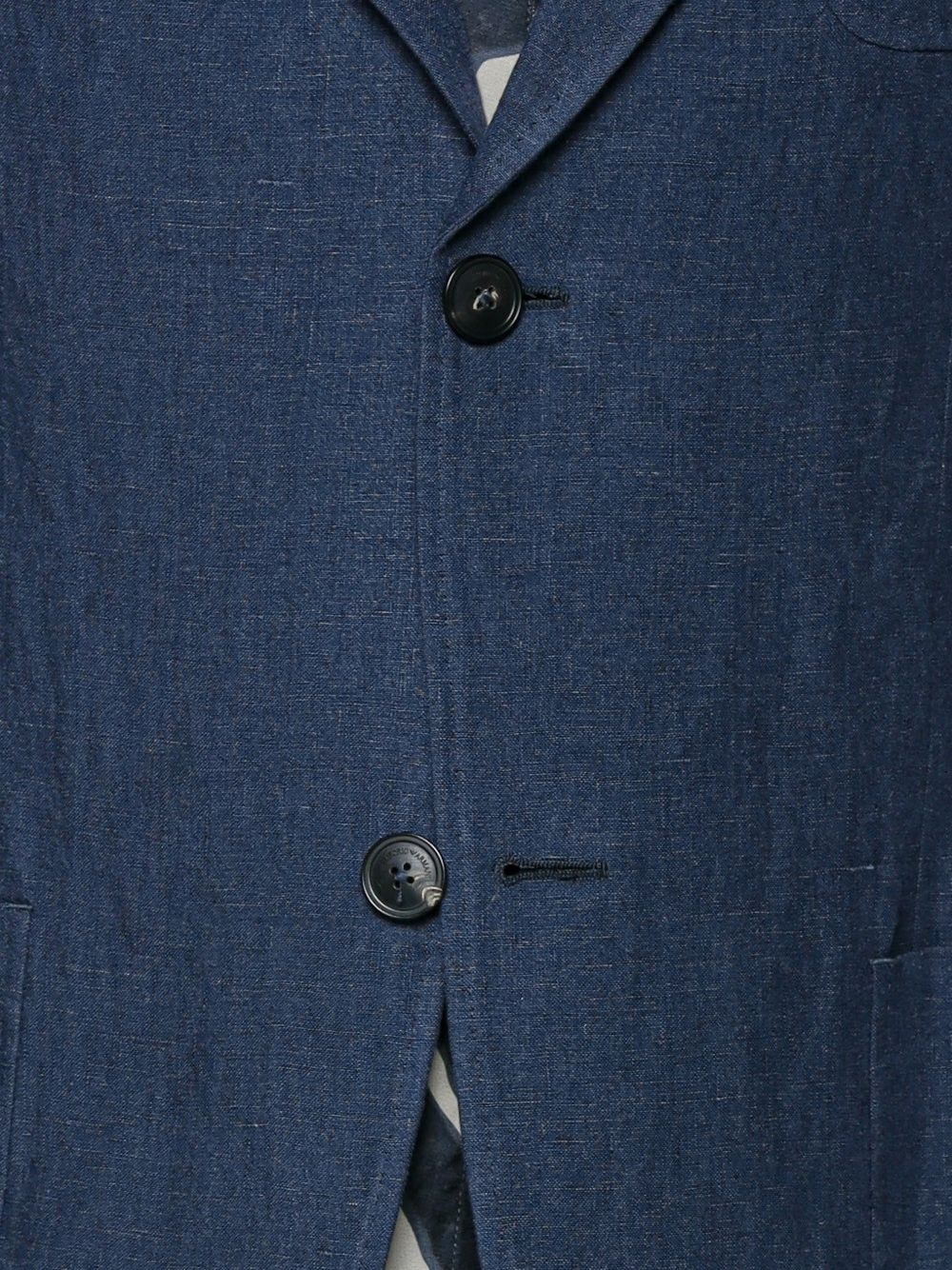Emporio Armani linnen blazer marineblauw, detail stofstructuur