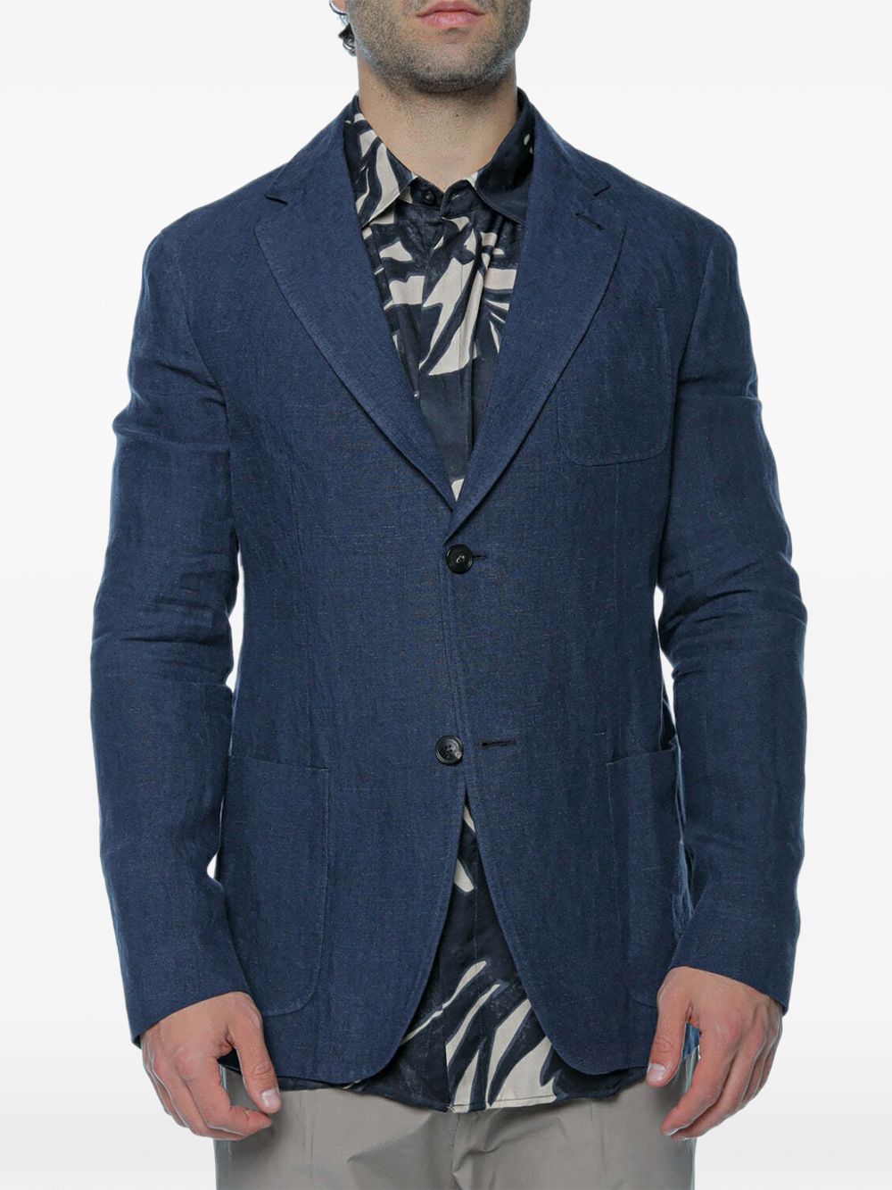 Emporio Armani linnen blazer marineblauw, vooraanzicht