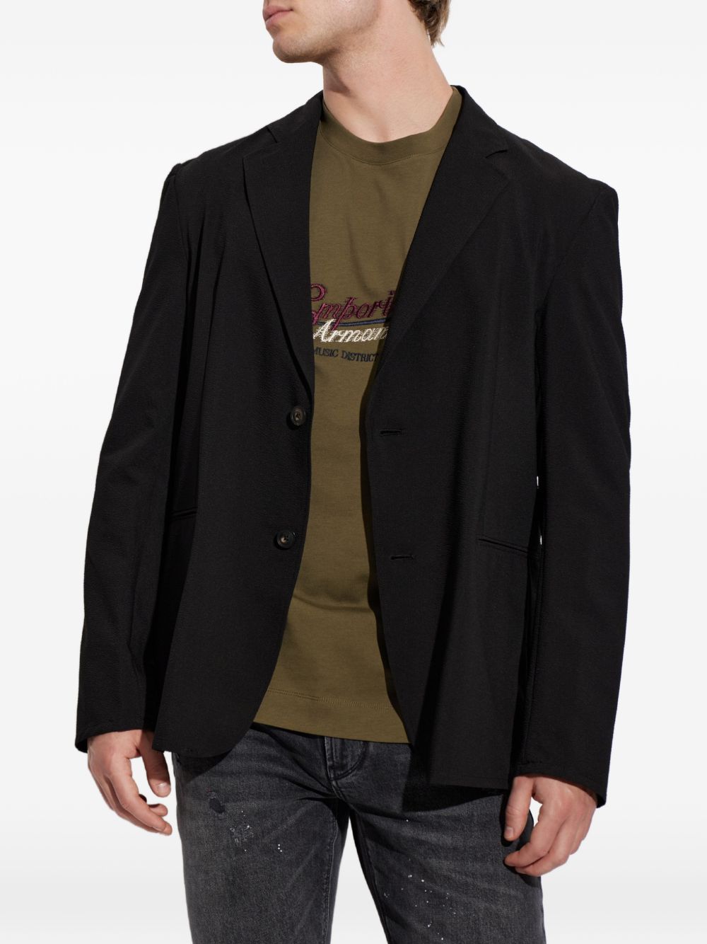 Emporio Armani single-breasted blazer zwart, achteraanzicht