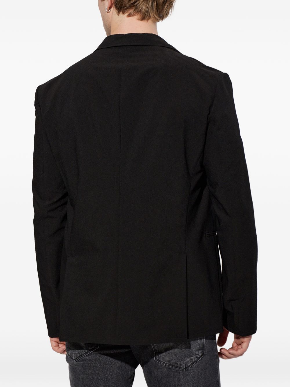 Emporio Armani single-breasted blazer zwart, detail puntkraag
