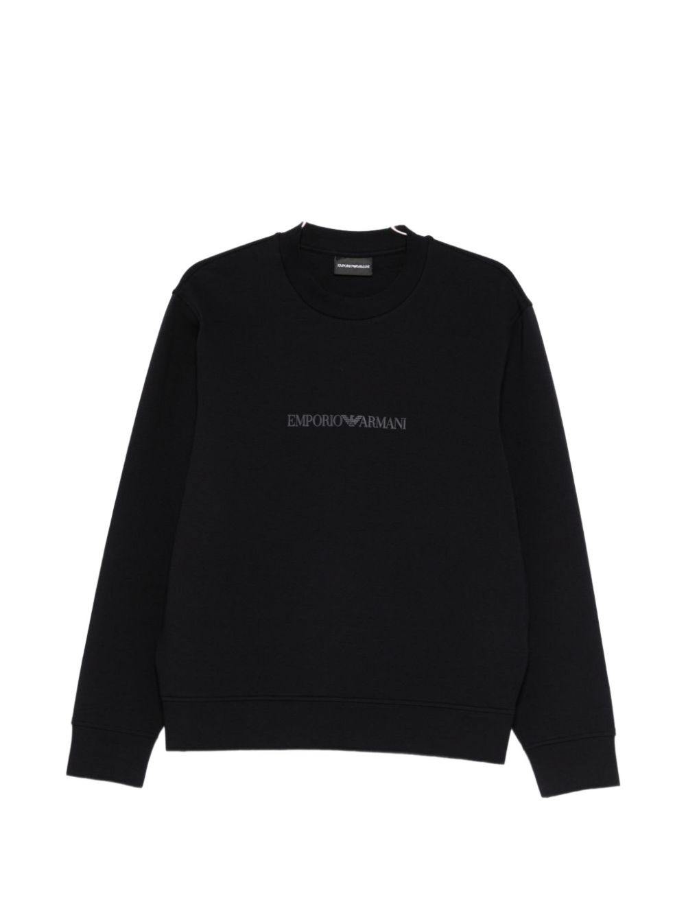 Emporio Armani logo sweatshirt in navy, vooraanzicht met ronde hals