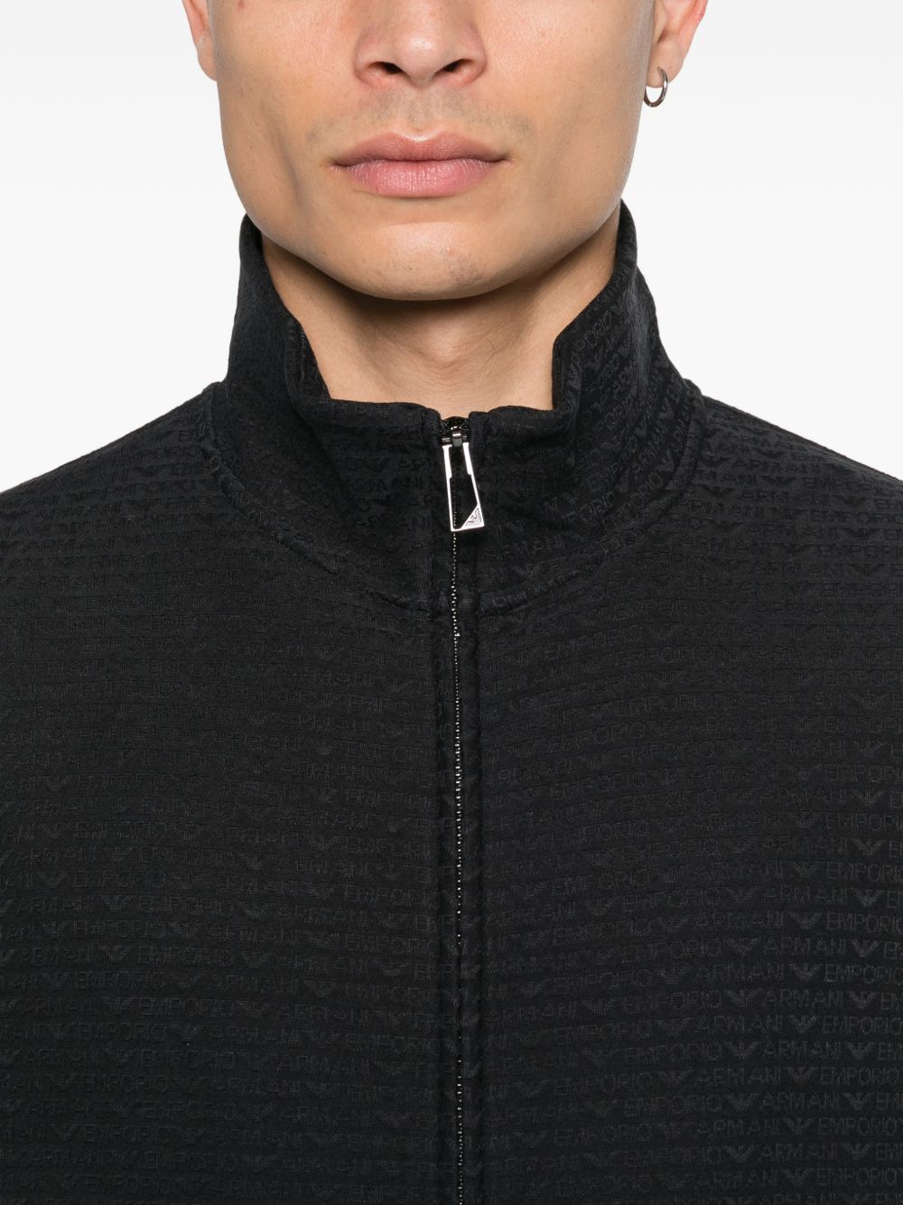 Emporio Armani zip sweater marineblauw achteraanzicht