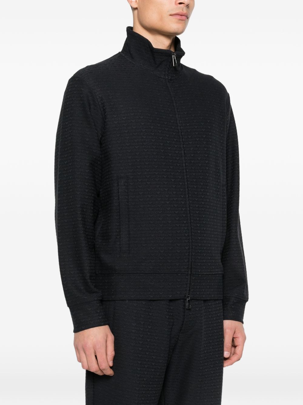 Emporio Armani zip sweater marineblauw detail zak
