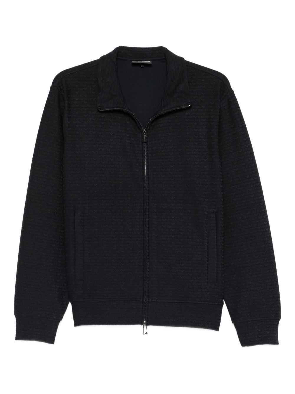 Emporio Armani zip sweater marineblauw vooraanzicht