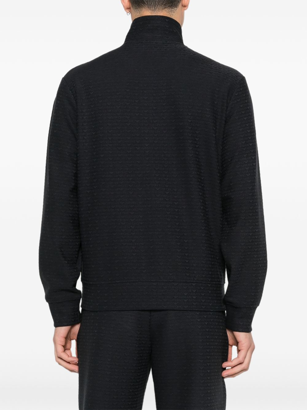 Emporio Armani zip sweater marineblauw detail mouw