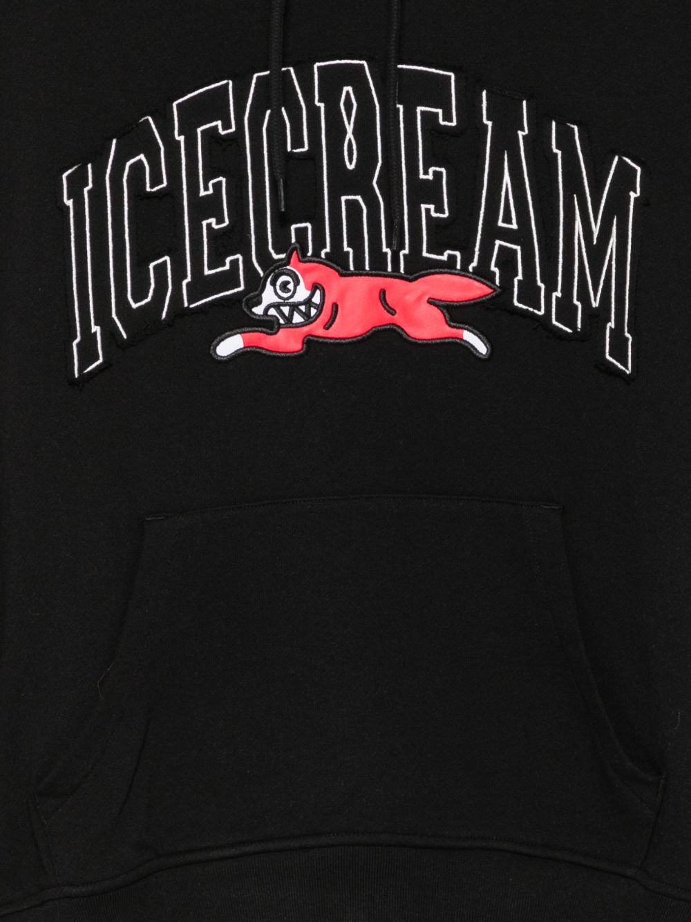 Icecream hoodie zwart met logopatch, achteraanzicht
