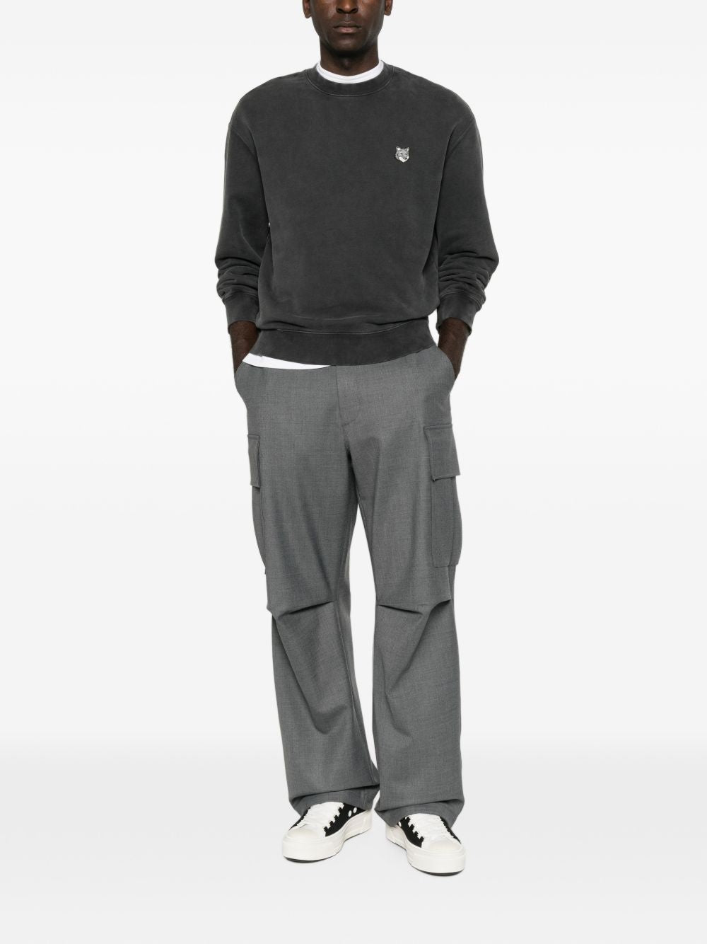 Maison Kitsuné Fox Head Sweatshirt Zwart Topwear Maison Kitsuné