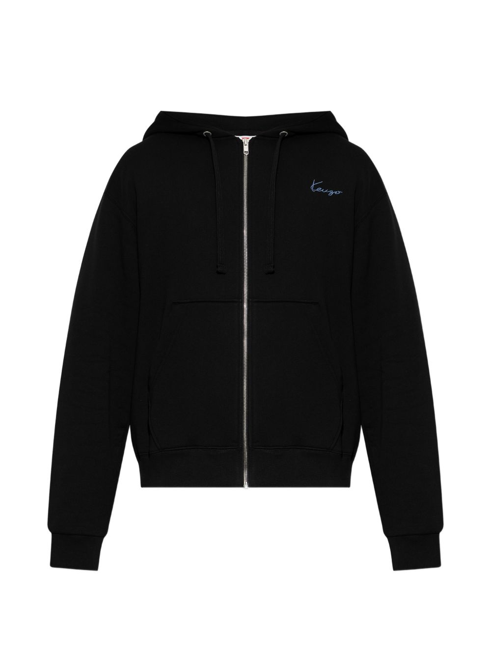 Kenzo Logo Hoodie zwart voorzijde met geborduurd logo op de borst