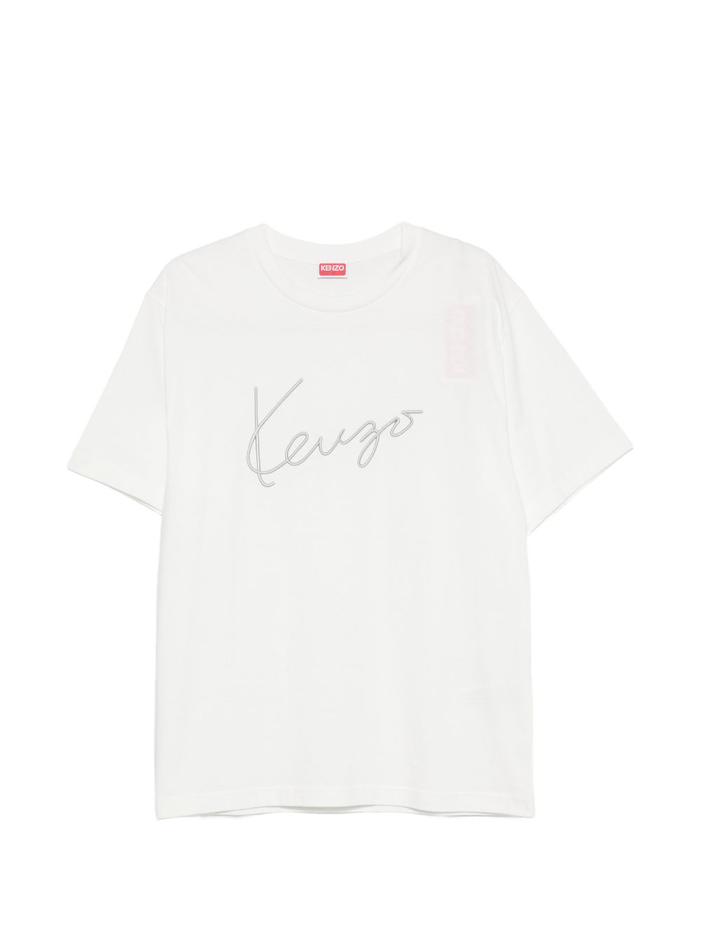 Kenzo Signature T-shirt wit, vooraanzicht met geborduurd logo