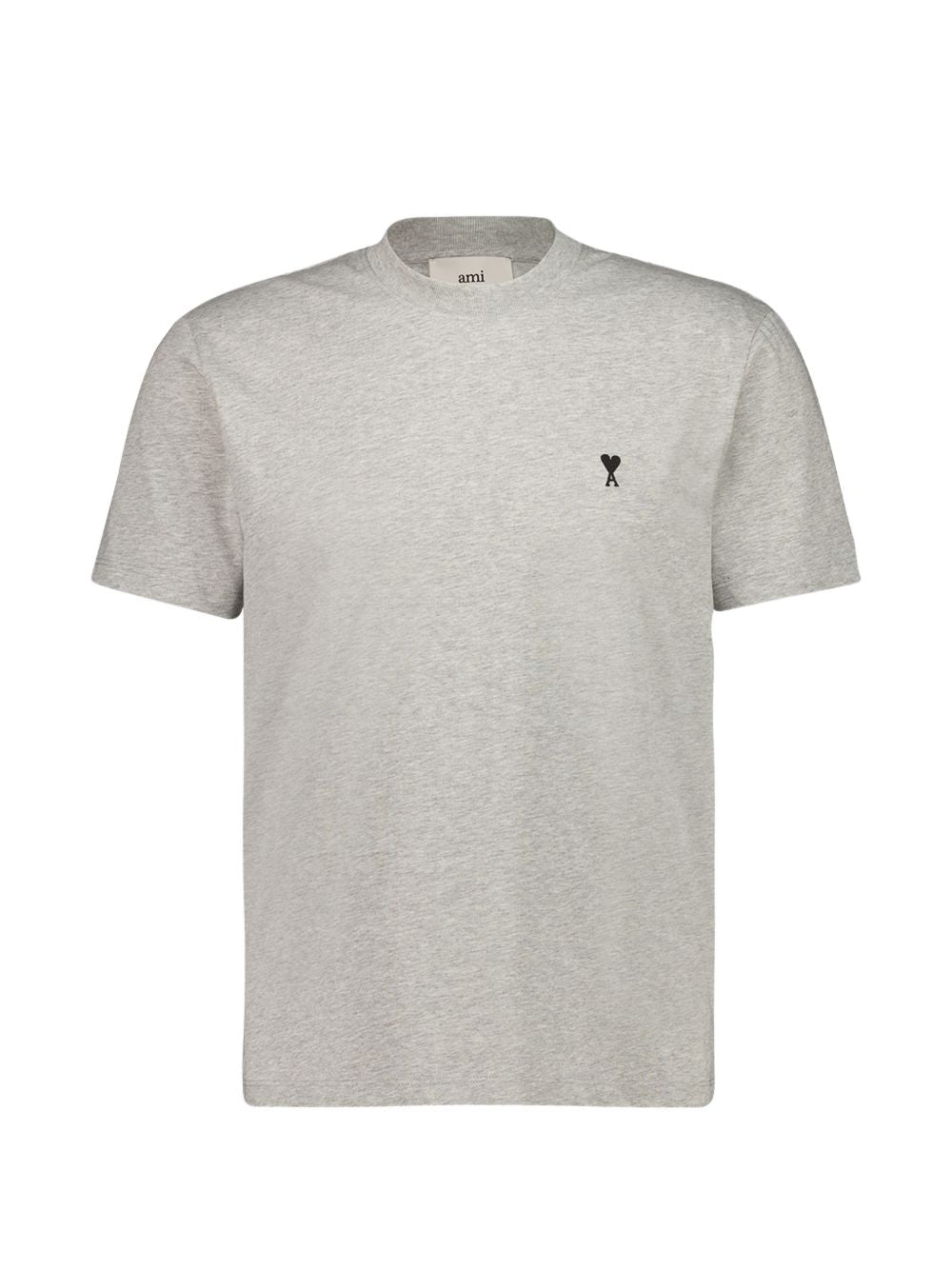 AMI Paris Ami de Cœur T-shirt in grijs, vooraanzicht met geborduurd hartlogo op de borst
