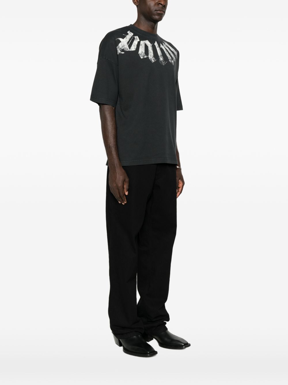 Palm Angels T-shirt zwart, detail van de stofstructuur