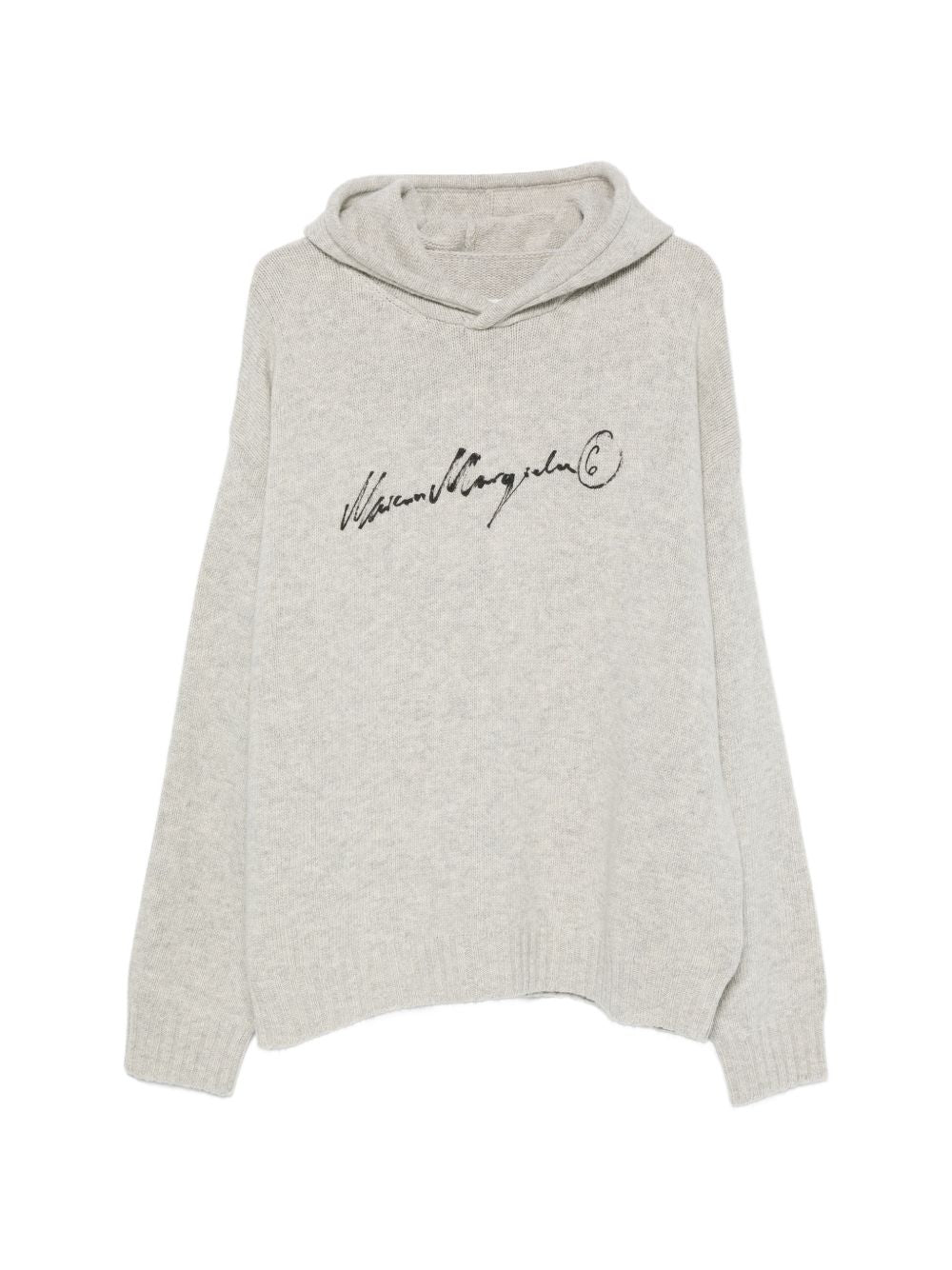 MM6 Maison Margiela hoodie grijs met handwritten signature, vooraanzicht