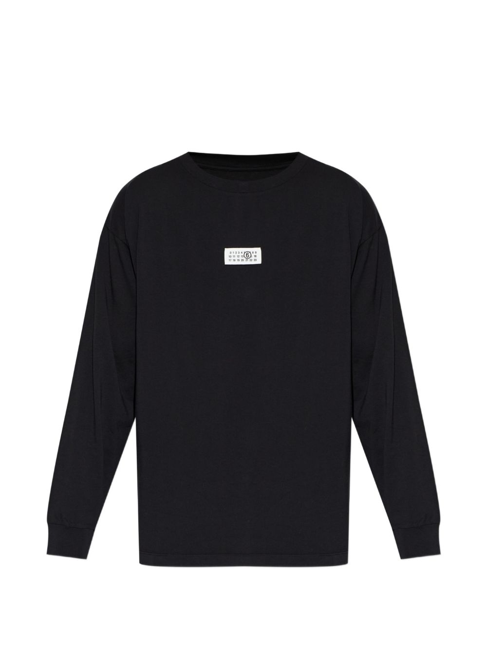 MM6 Maison Margiela longsleeve zwart, vooraanzicht met logopatch