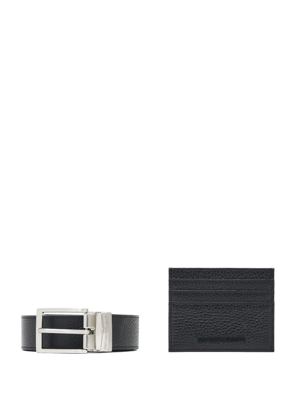 Emporio Armani leren riem en kaarthouder giftset in zwart