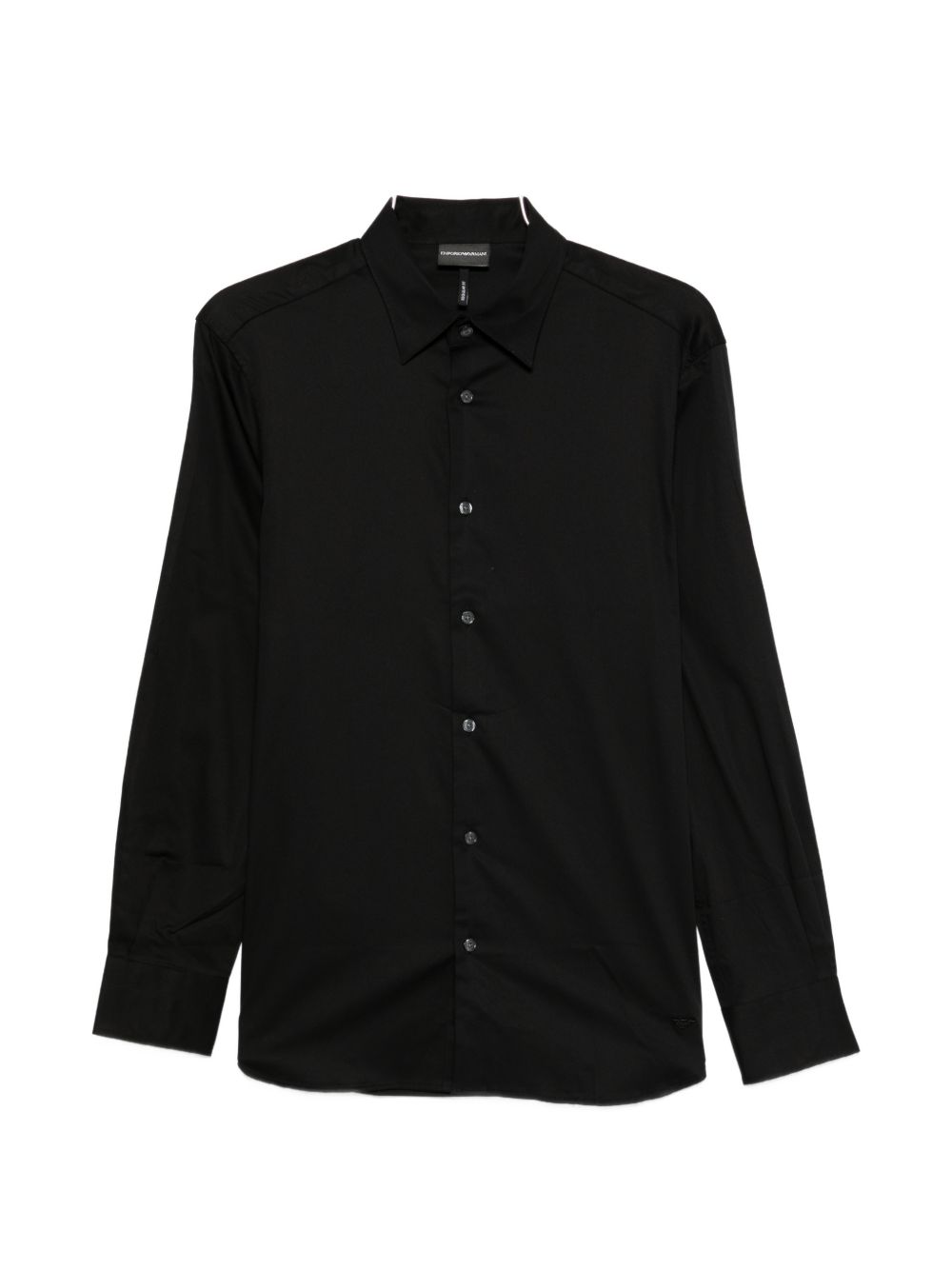 Emporio Armani stretch katoenen overhemd in zwart, vooraanzicht