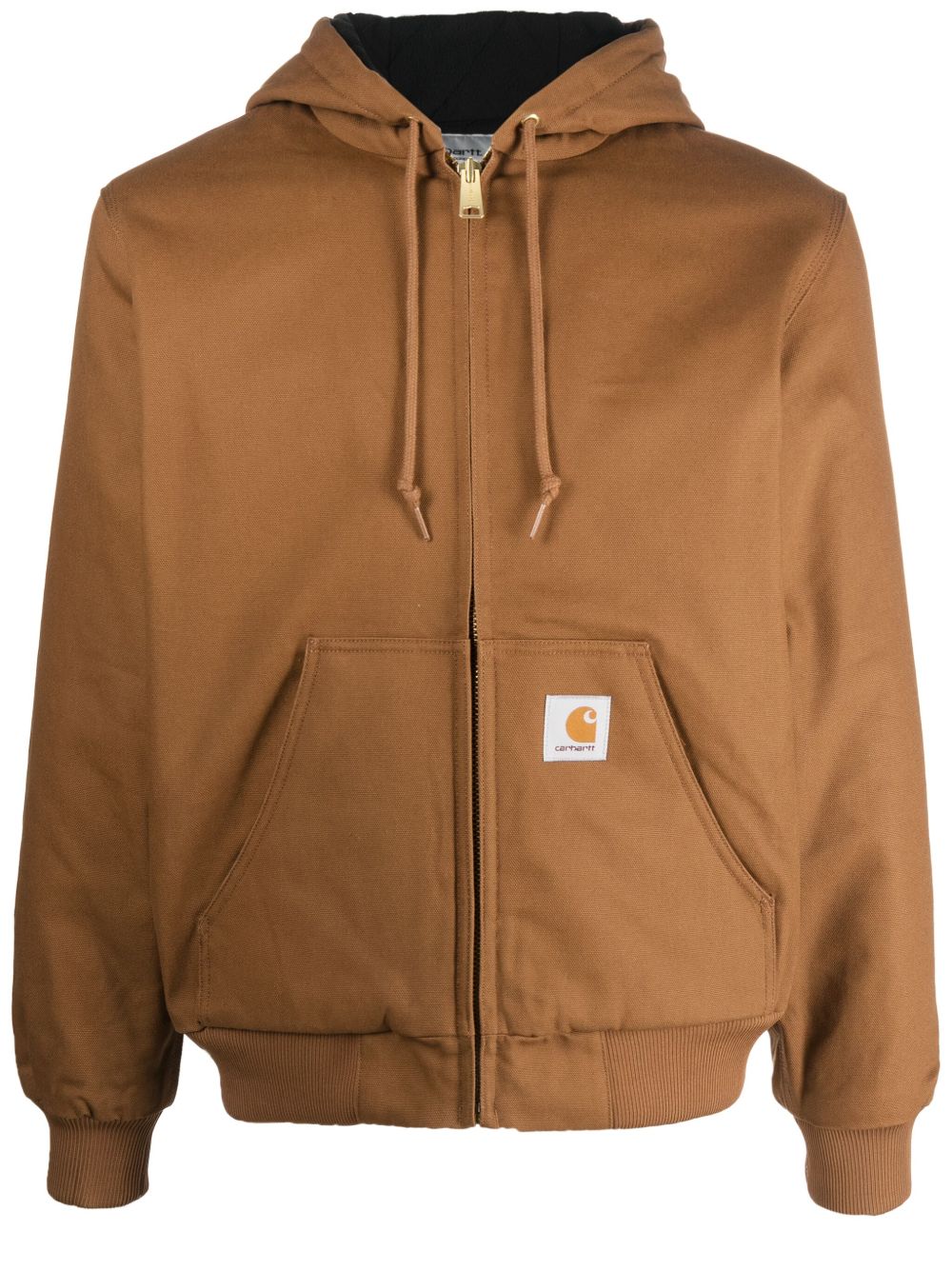 Carhartt WIP Active Jacket in bruin canvas met capuchon, vooraanzicht