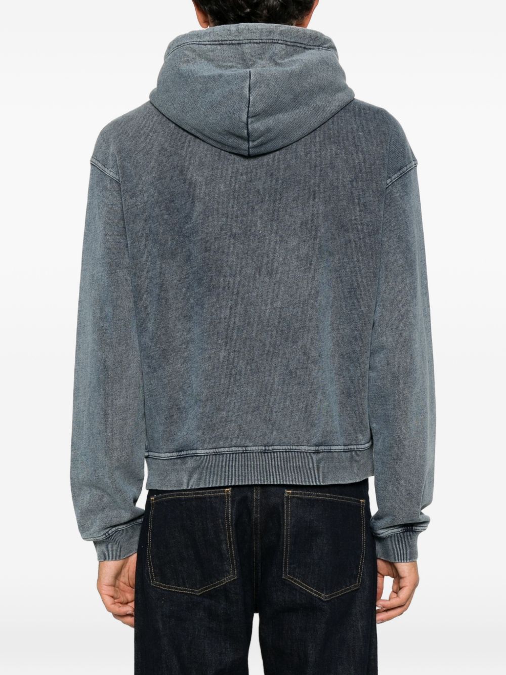 Achterkant van de gewassen Emporio Armani hoodie met capuchon