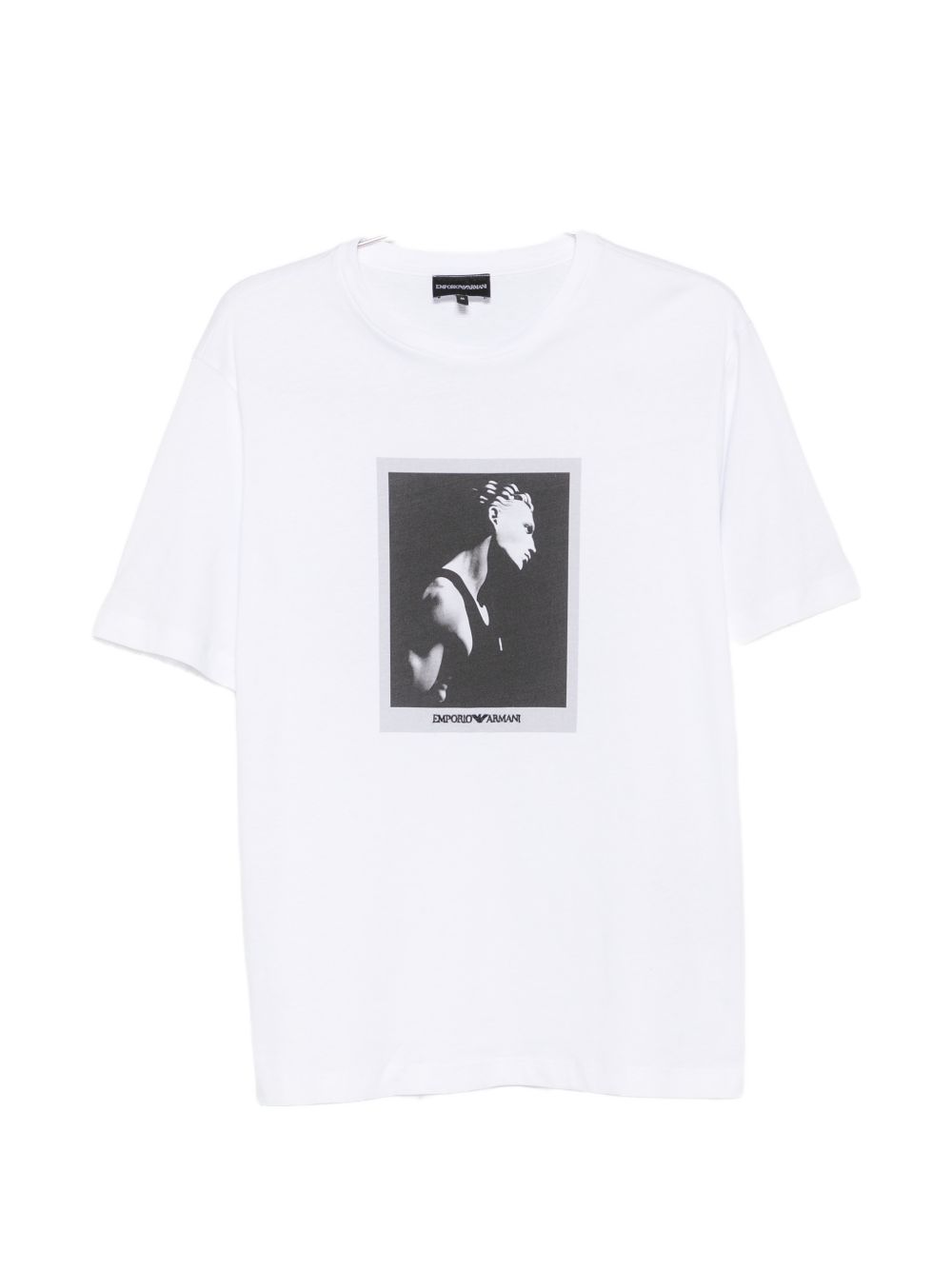 Emporio Armani wit T-shirt met tone-on-tone print, vooraanzicht