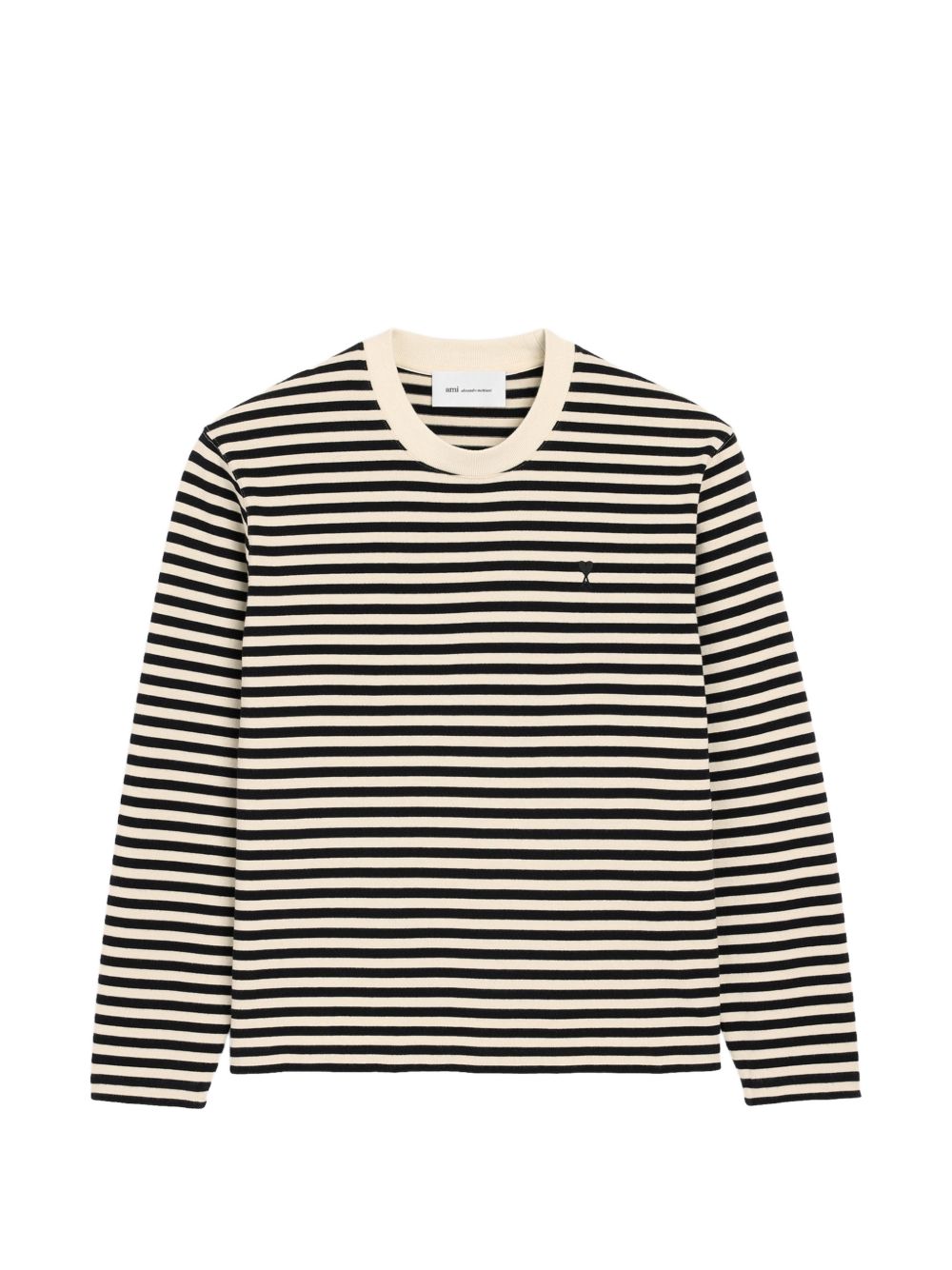Ami Paris Marinière T-shirt met Ami de Coeur Zwart/Ivoor T-shirts Ami Paris