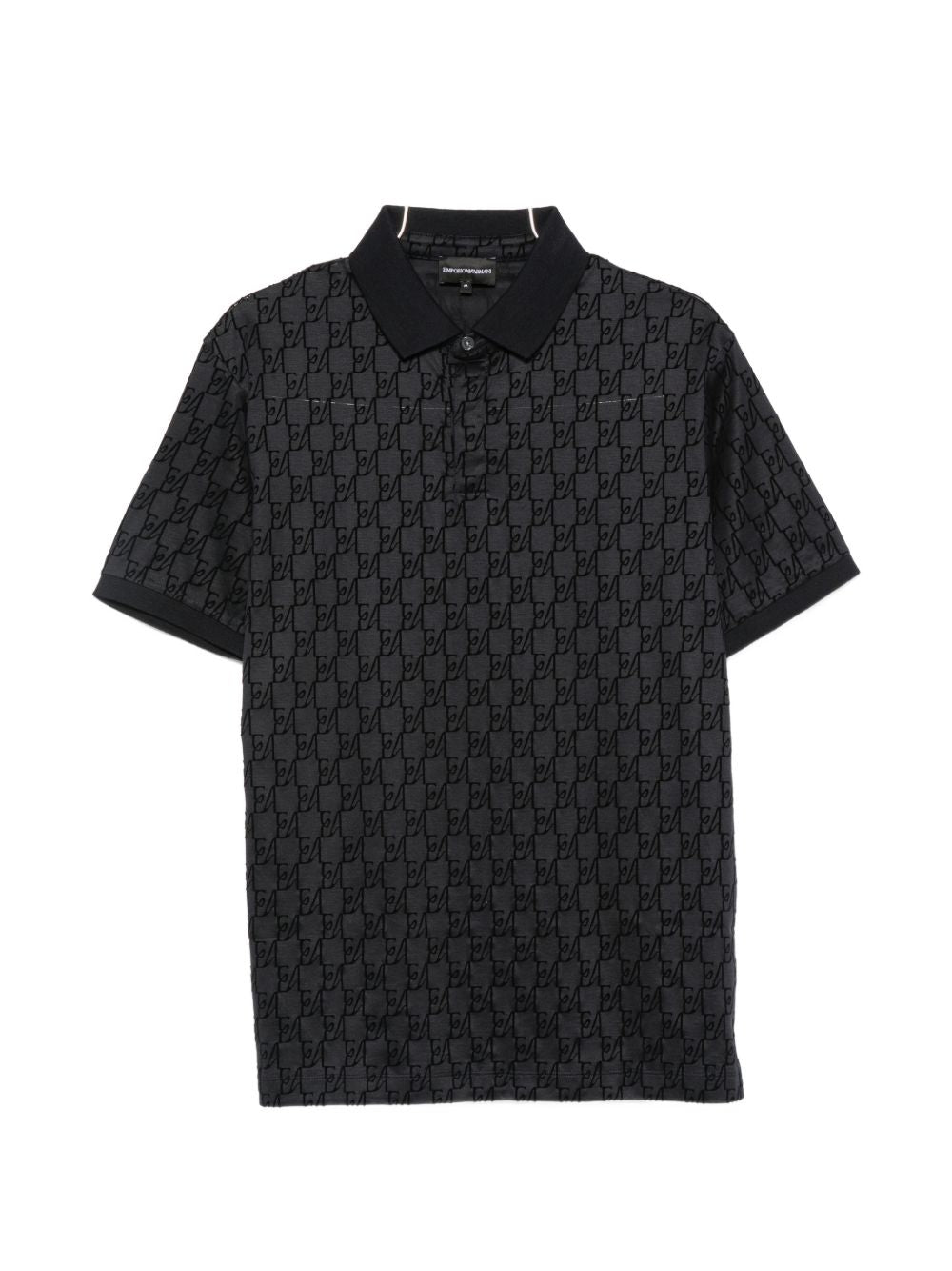 Emporio Armani navyblauwe polo met all-over monogram