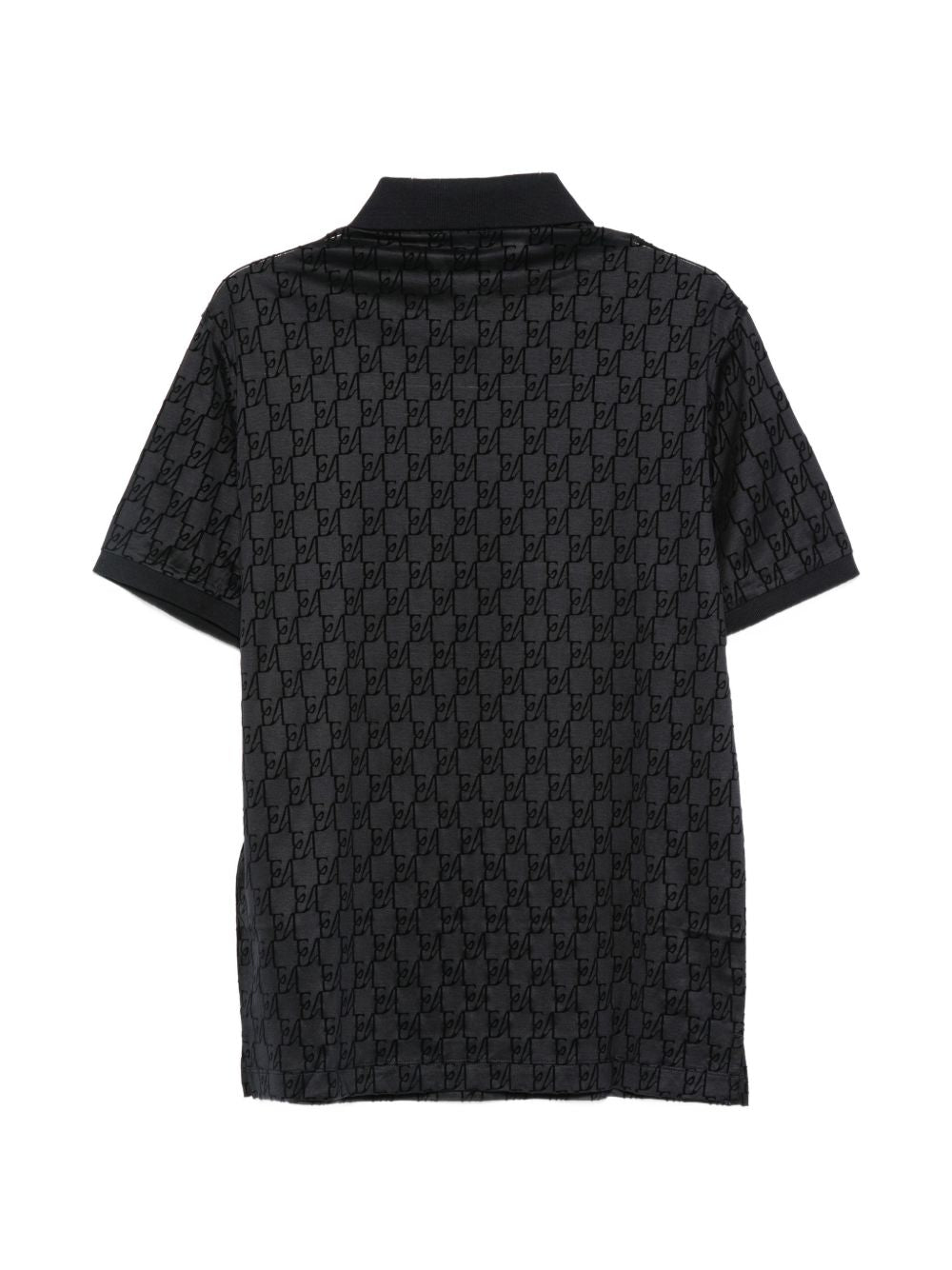 Detail van het all-over logopatroon op de Emporio Armani polo