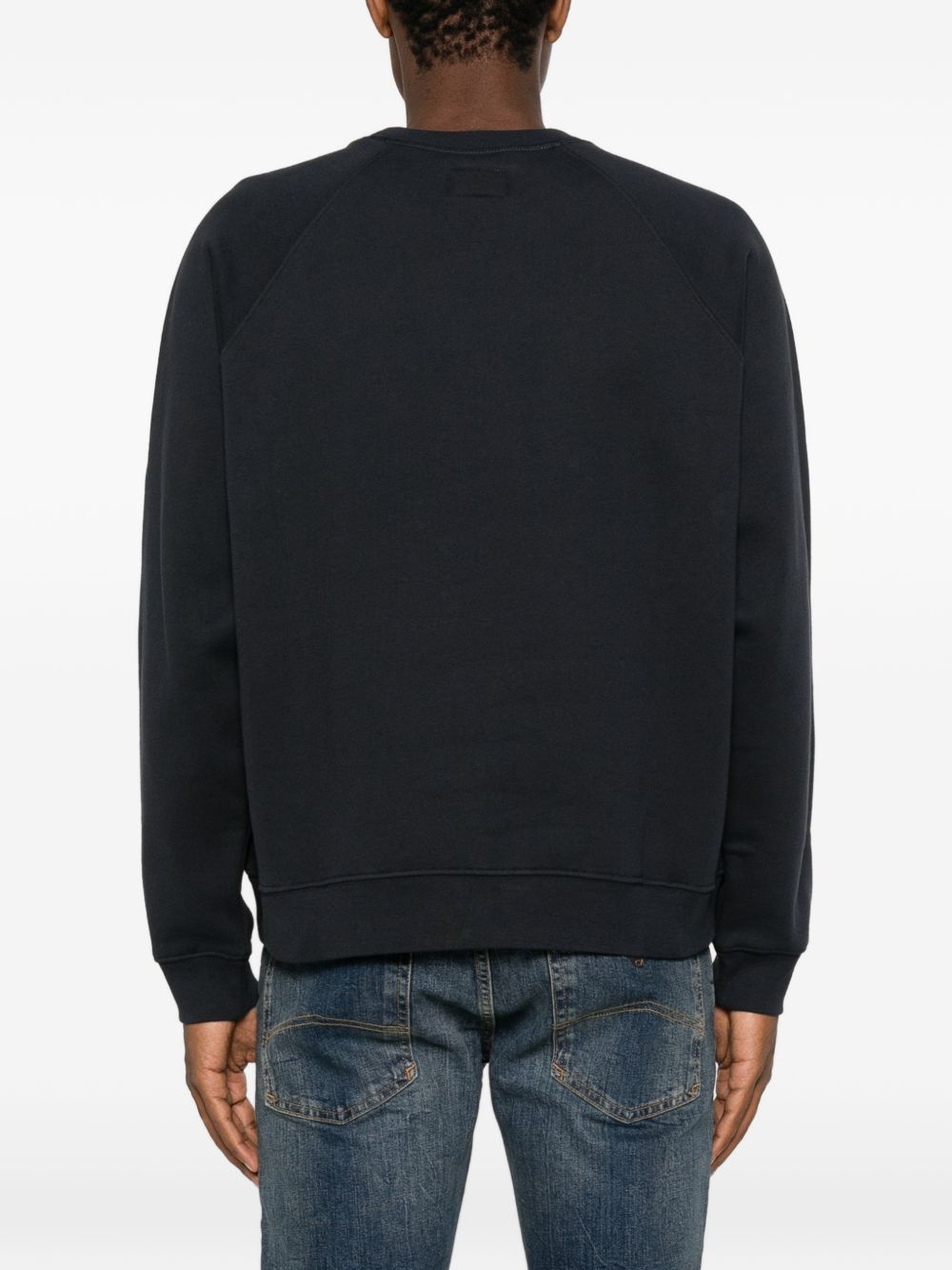 Navyblauwe Emporio Armani sweater met ronde hals en raglanmouwen