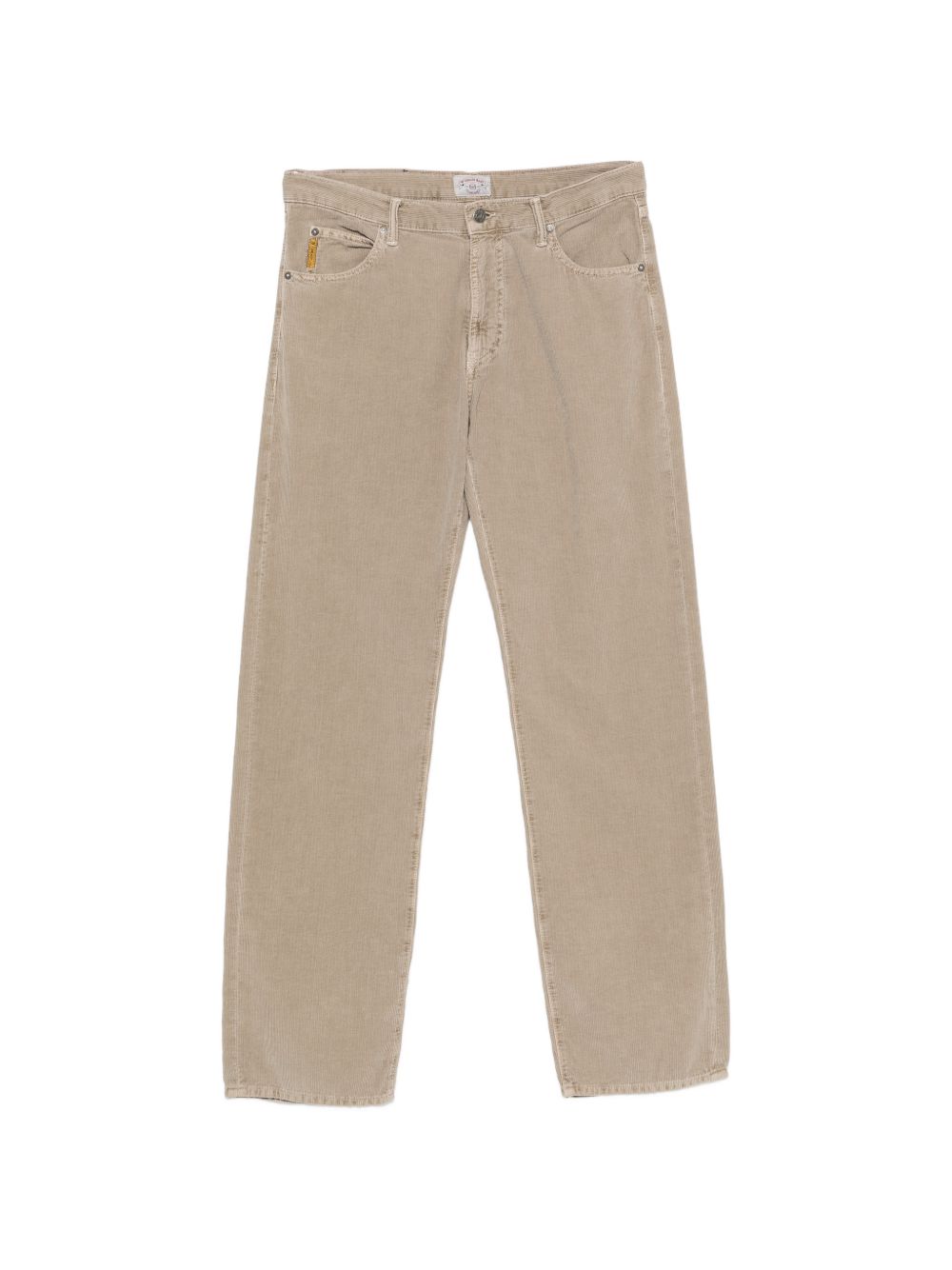 Emporio Armani corduroy broek in beige, vooraanzicht met vijfzakkenmodel