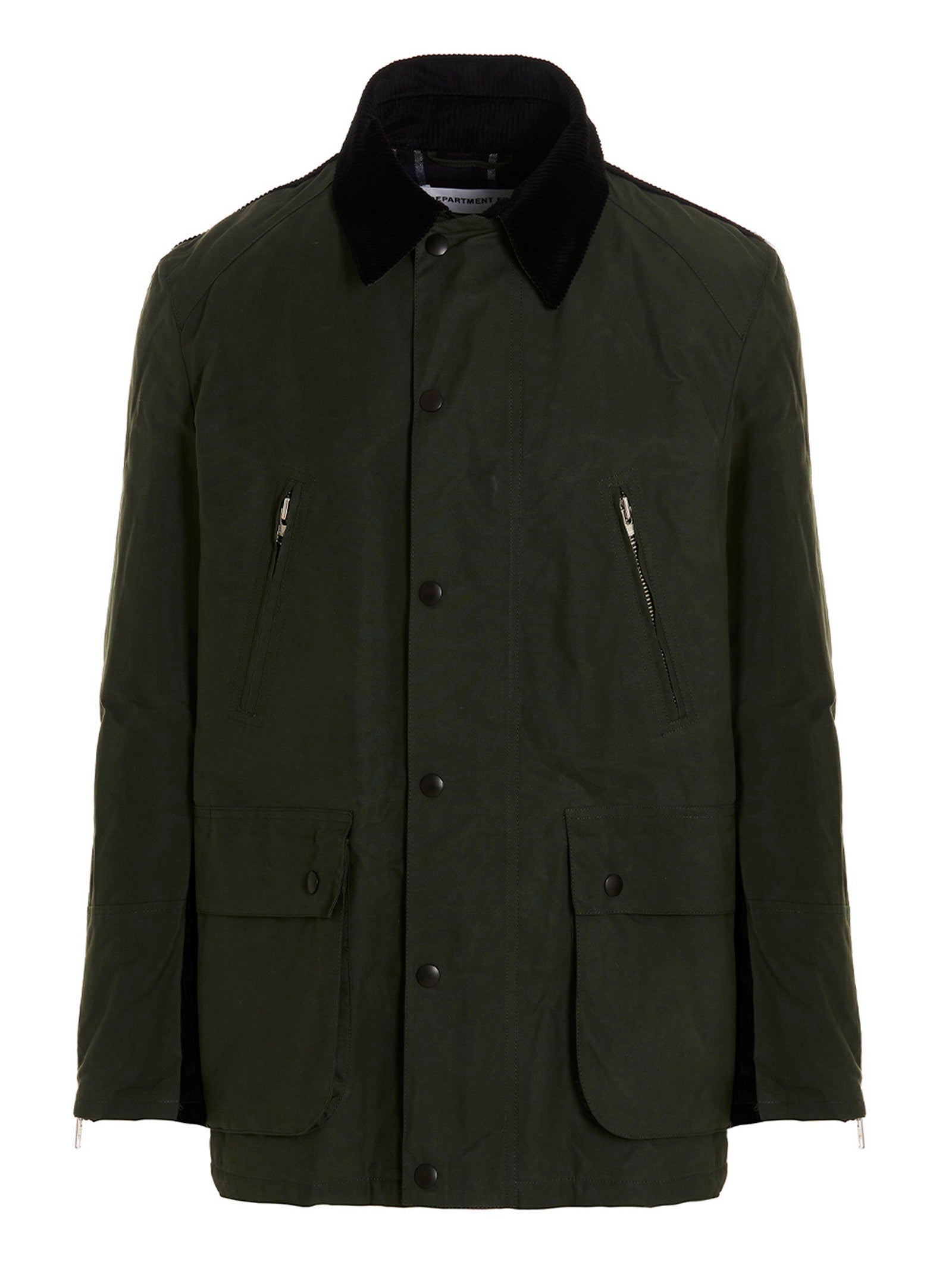 Department 5 Middle Barbour waxjas groen met corduroy kraag