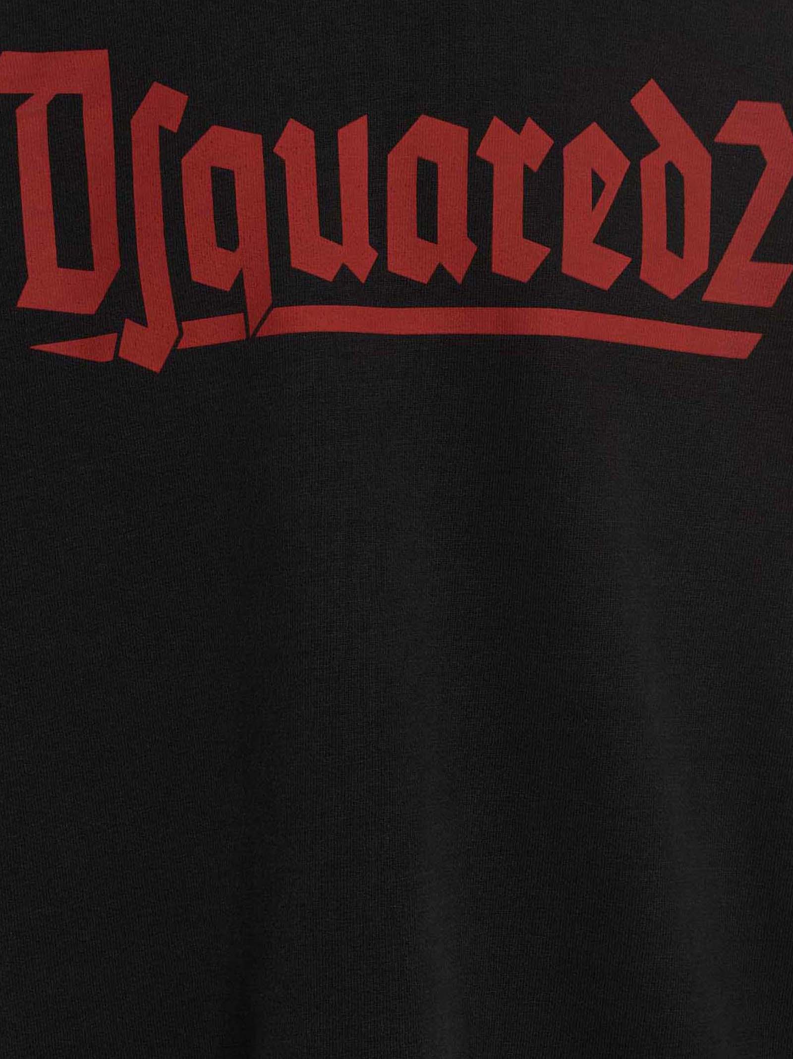 Dsquared2 Logo Print Oversized Cotton Hoodie Topwear Dsquared2