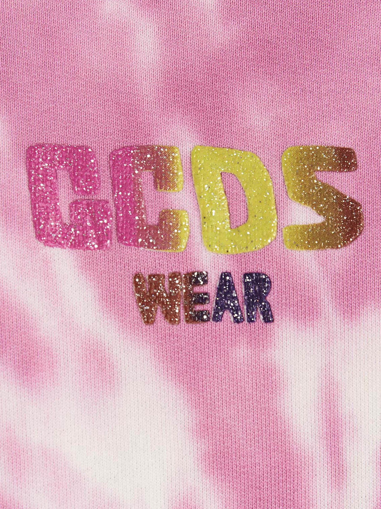 GCDS hoodie met tie-dye en ruglogo gedragen achterzijde
