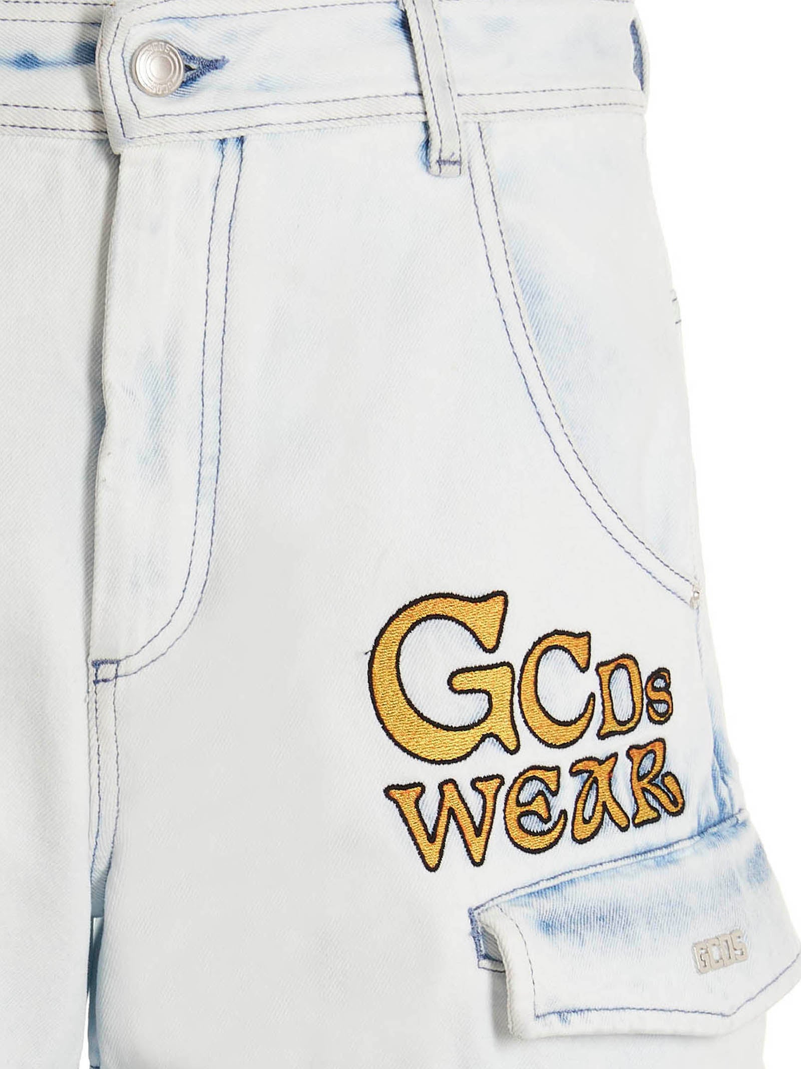 Gcds Bleached Embroidered Ultracargo Bermuda Shorts-4