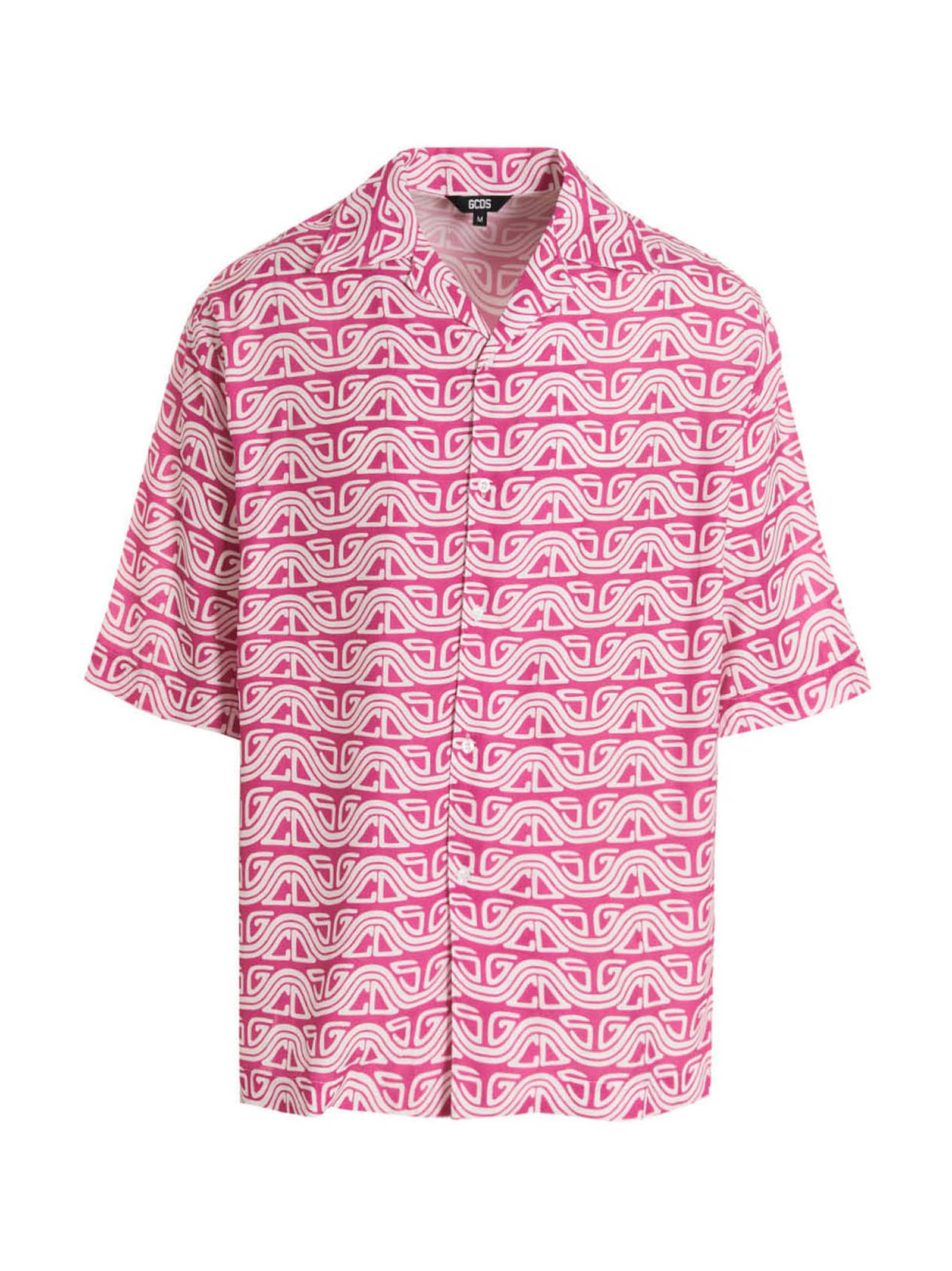 GCDS Waved Logo Short Sleeve Shirt Pink