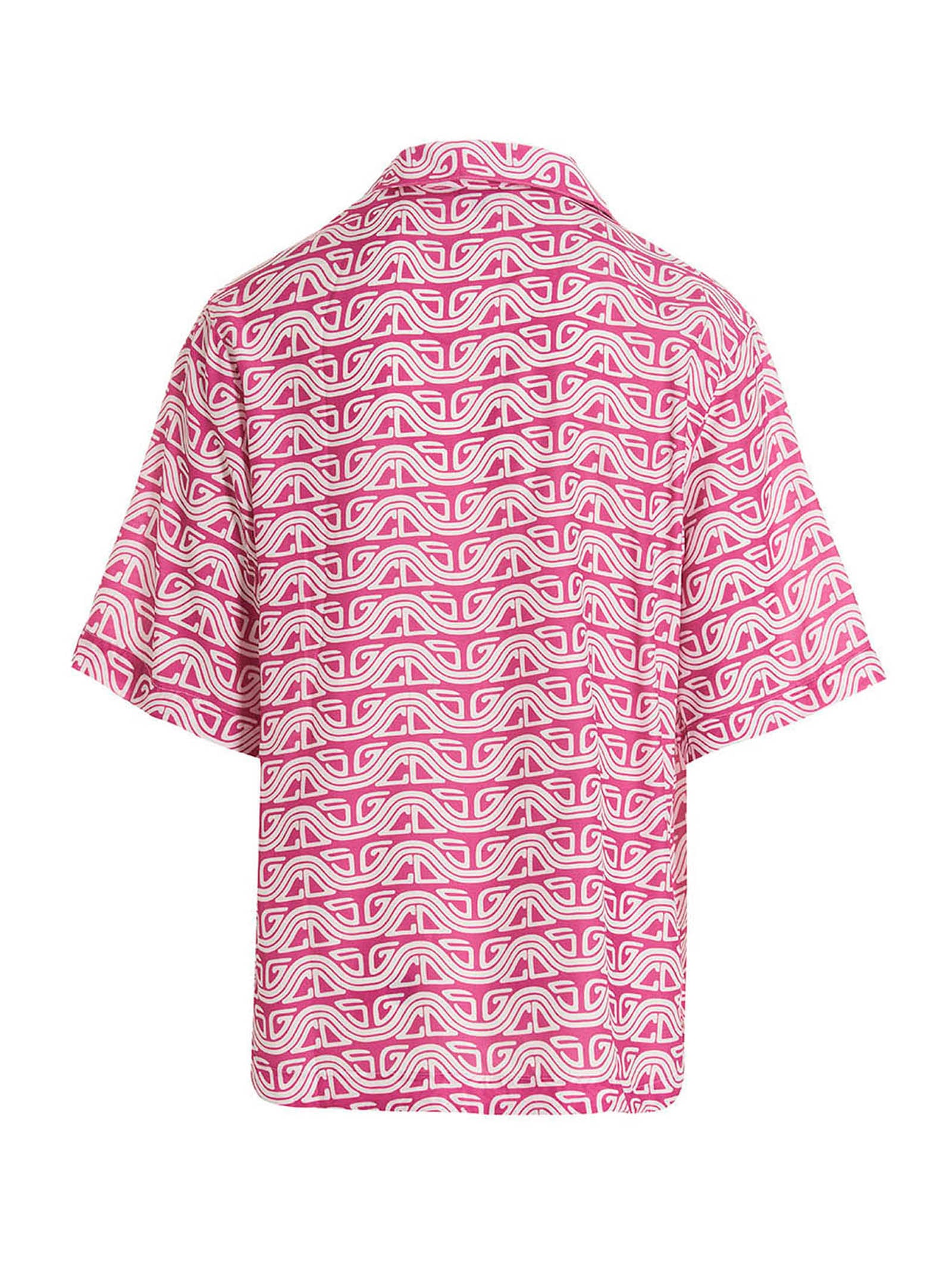 GCDS Waved Logo Print Bowling Shirt Pink Shirts Gcds